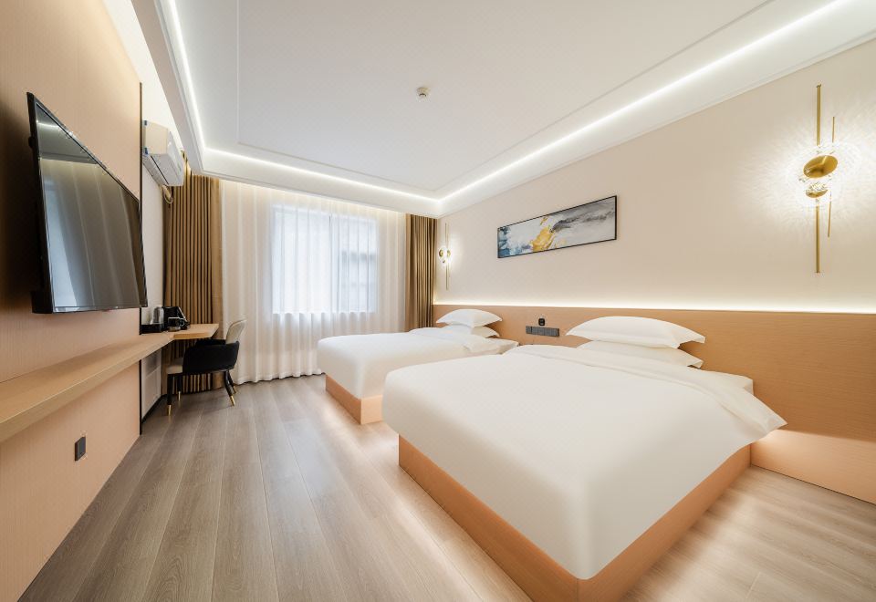 Fenghuayuanshe Twin Room With Latex Mattress, Blackout Curtains, Smart Toilet