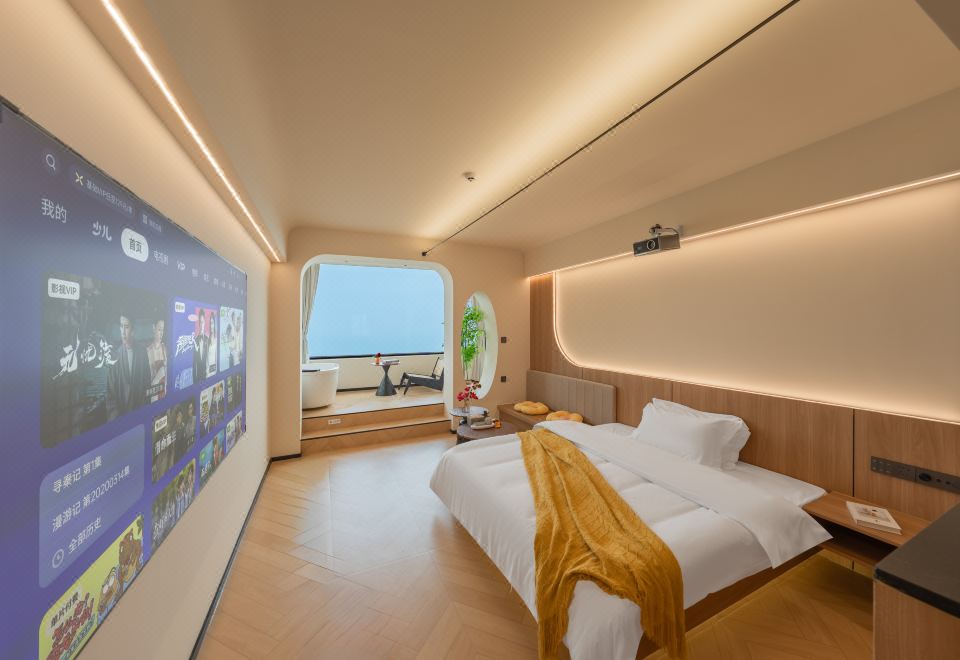 悦海?正海景大床房（高清投影|浴缸|公区洗衣房）