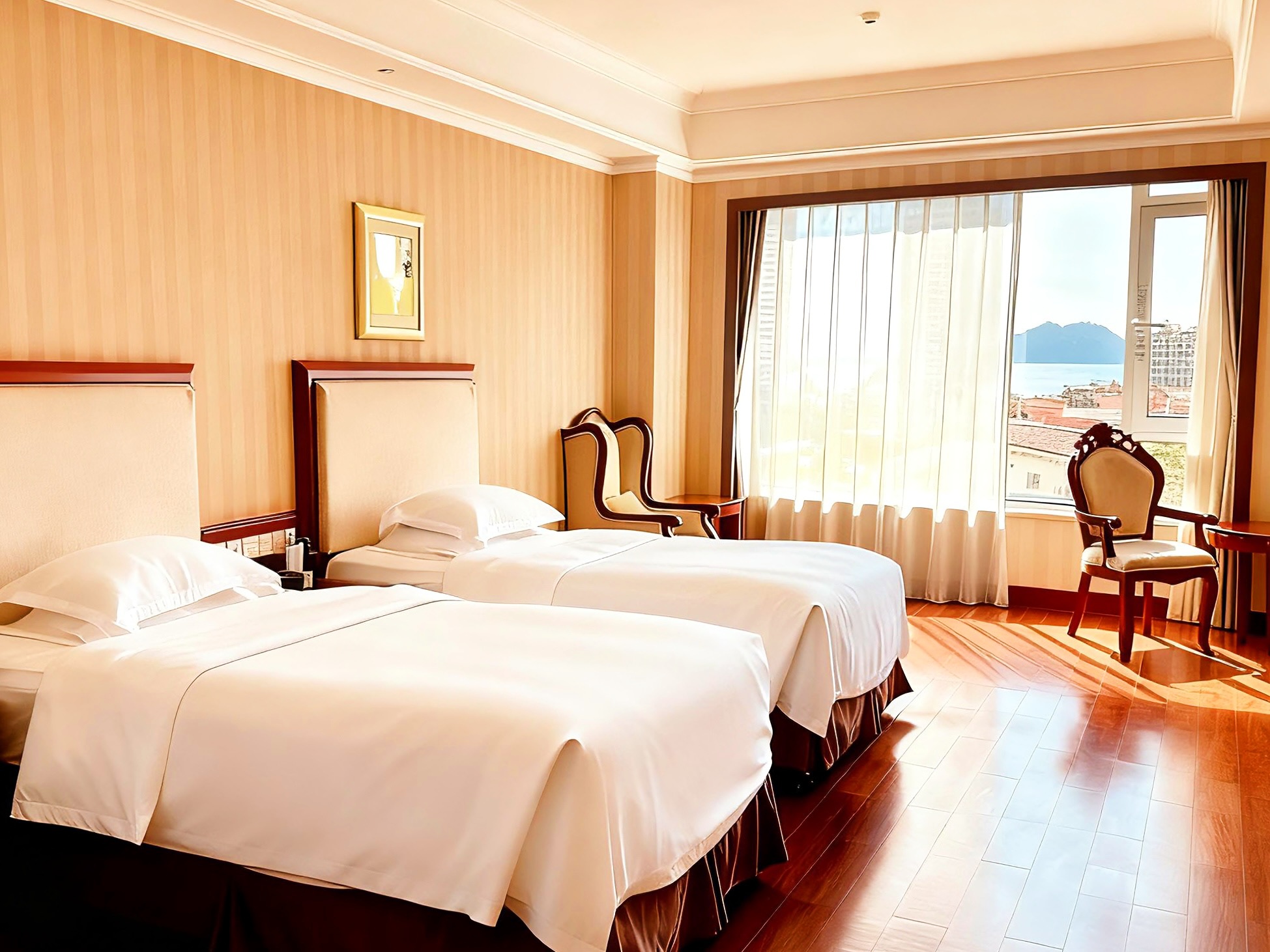 灵山湾海景双床房（智能小冰箱+观海落地窗）