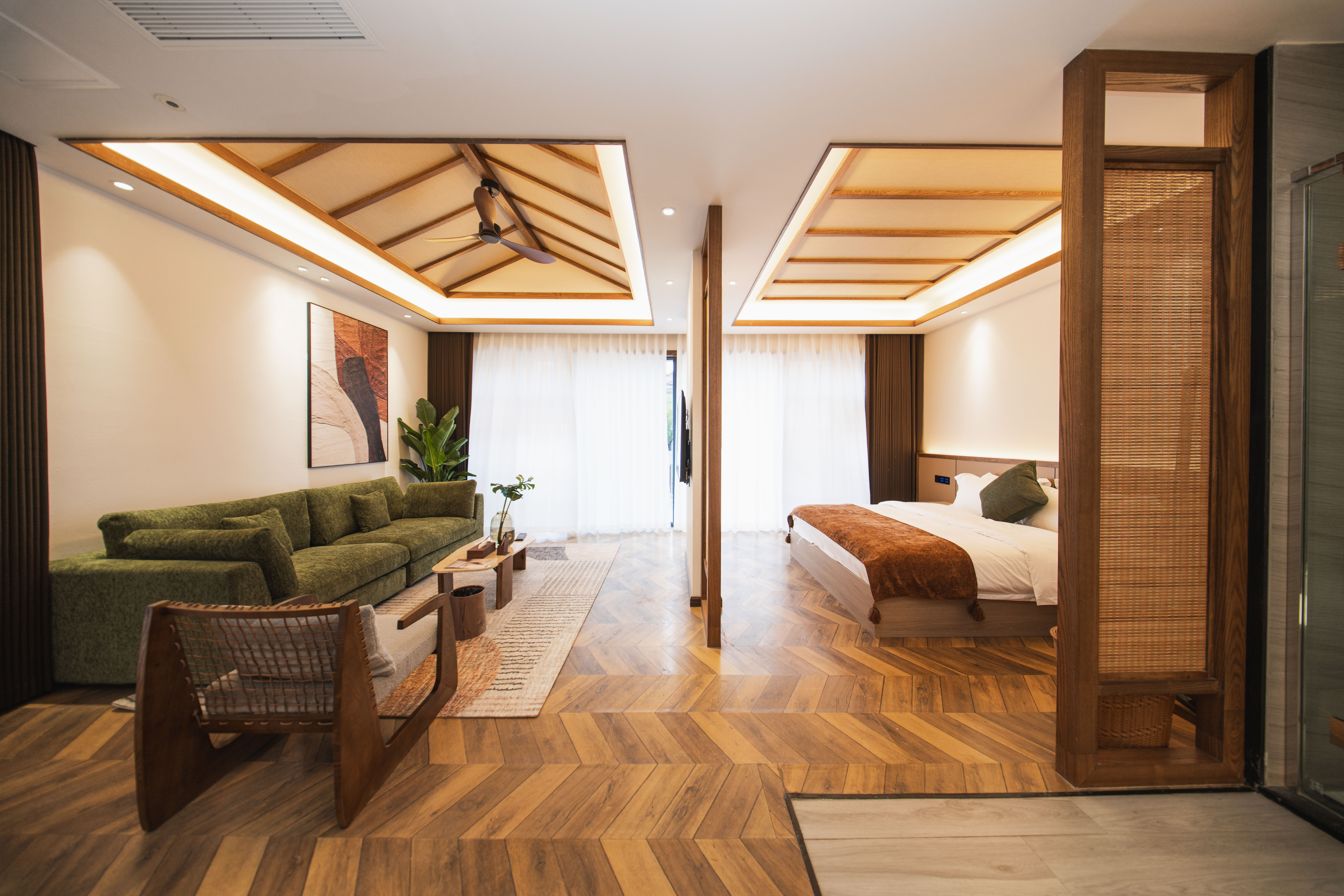 棲庭·趣野私湯雙床房「庭院私湯+大落地窗+無限放水」