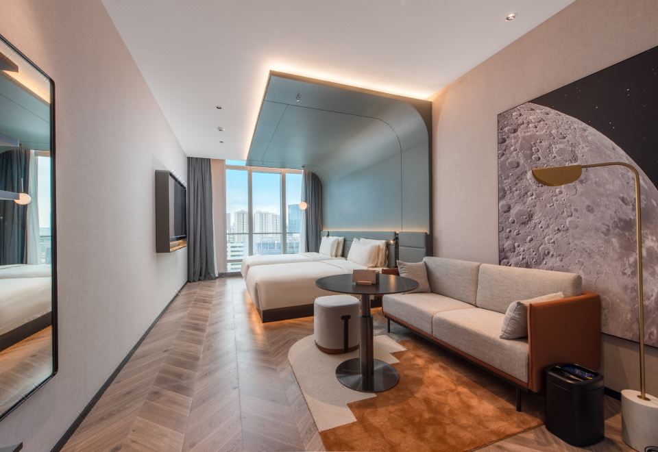 幾木雙床房【小冰箱+投屏電視+瑜伽墊+深睡PRO枕】