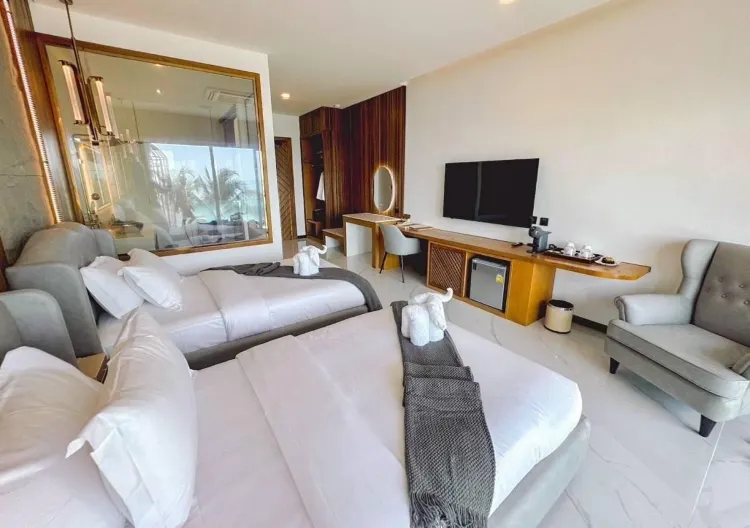 ห้องดีลักซ์เตียงแฝดพร้อมทางเข้าสระว่ายน้ำ