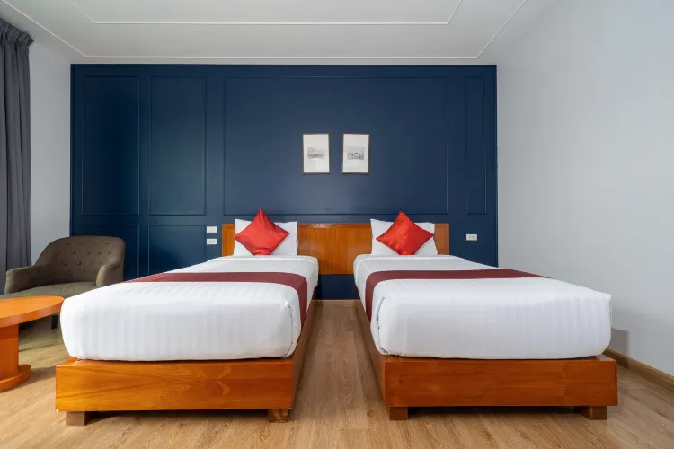 ห้องดีลักซ์เตียงแฝดพร้อมทางเข้าสระว่ายน้ำ