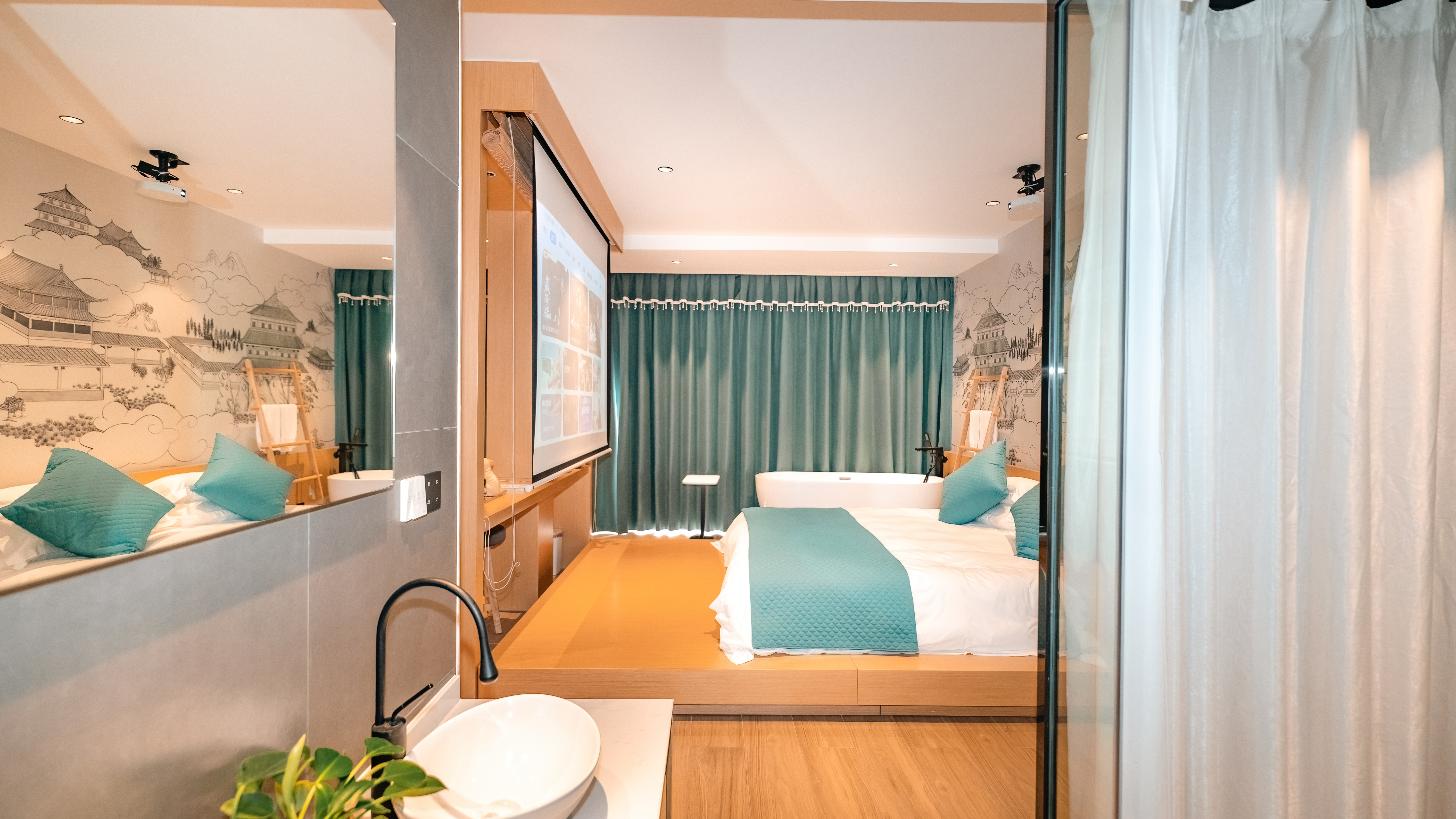 Shengsi qing yu jing house香橙鱼·海景投影浴缸套房