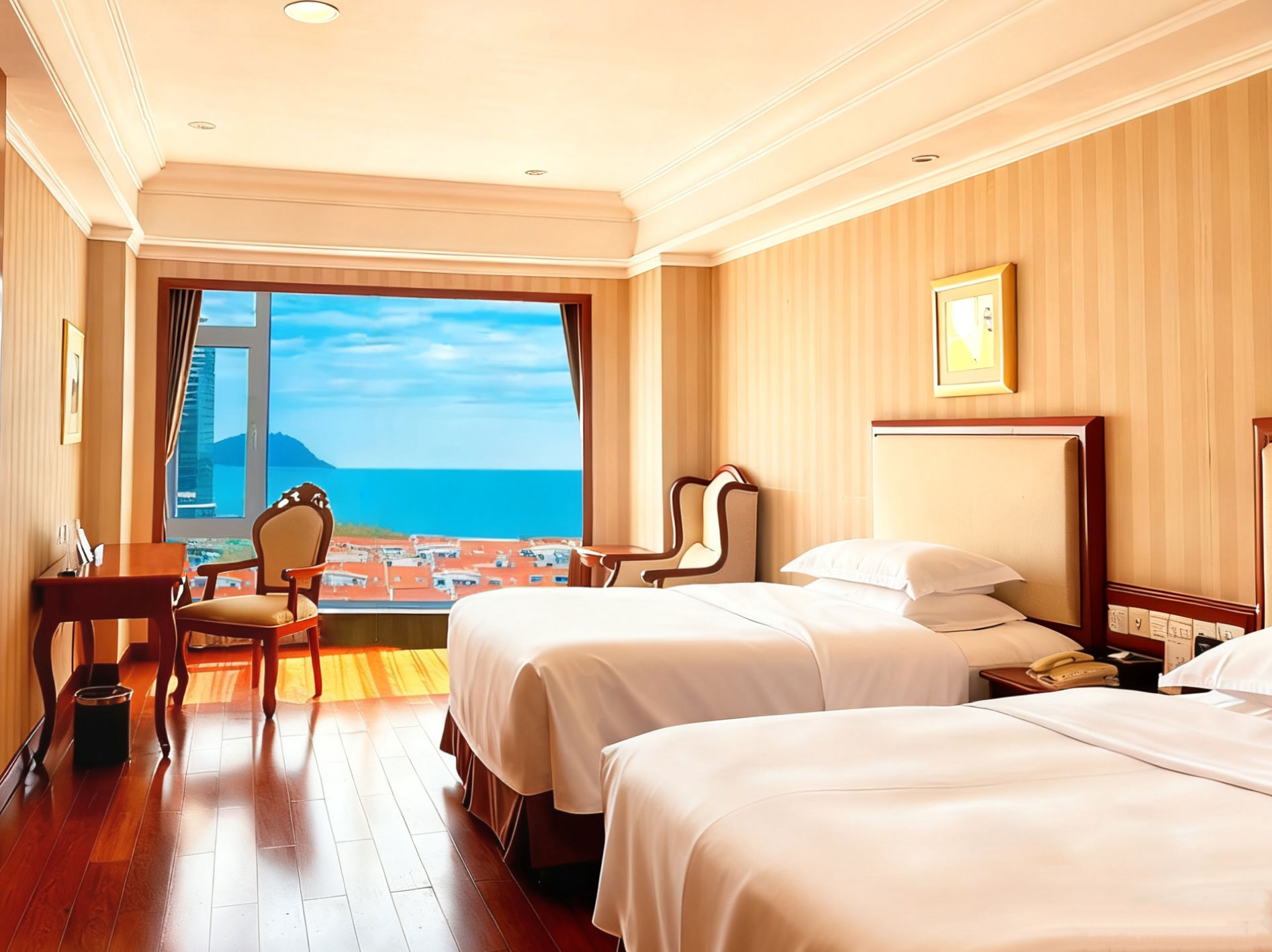 灵山湾海景双床房（智能小冰箱+观海落地窗）