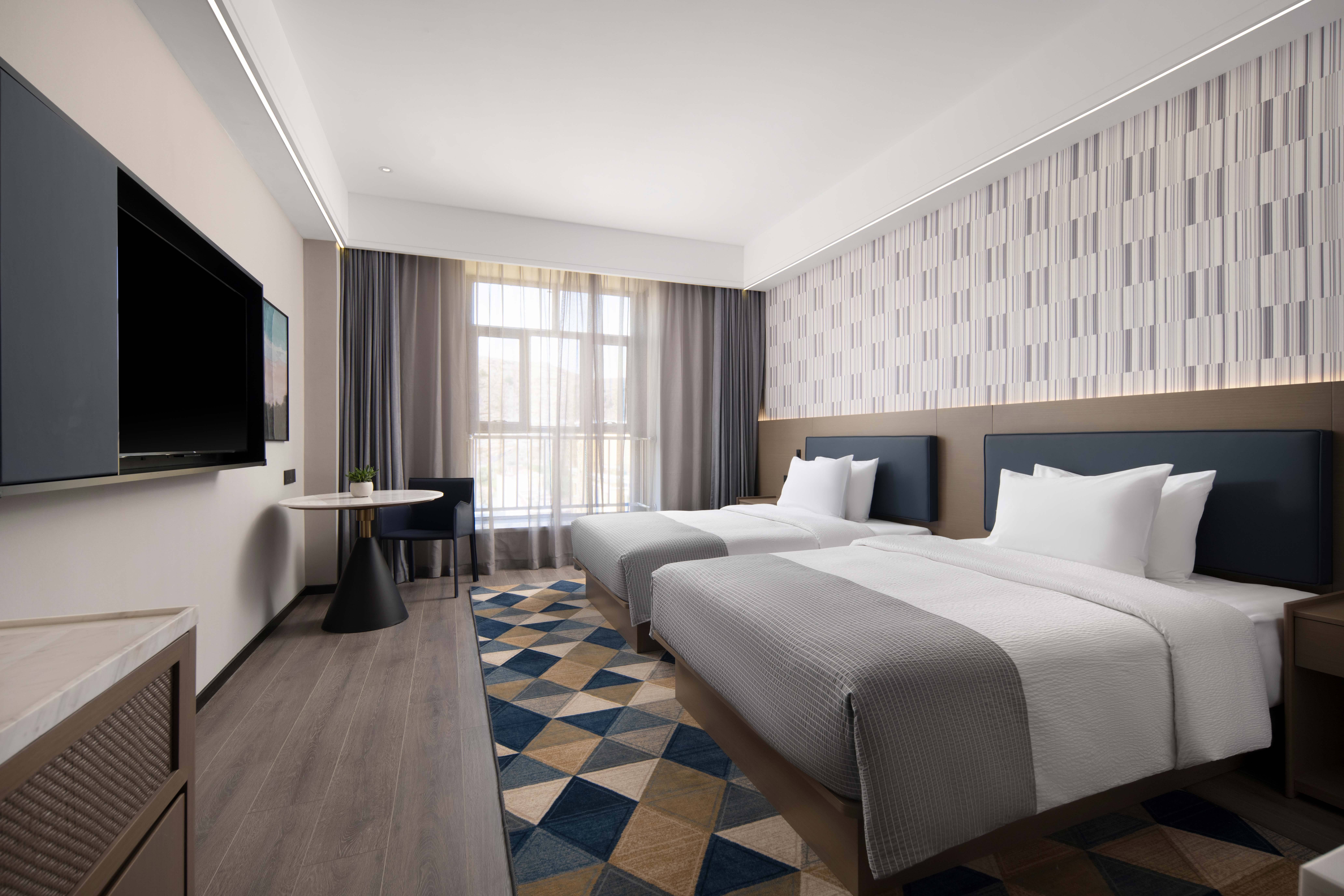 豪华双床房（景观落地窗+加湿器+金可儿床垫+智能投屏）