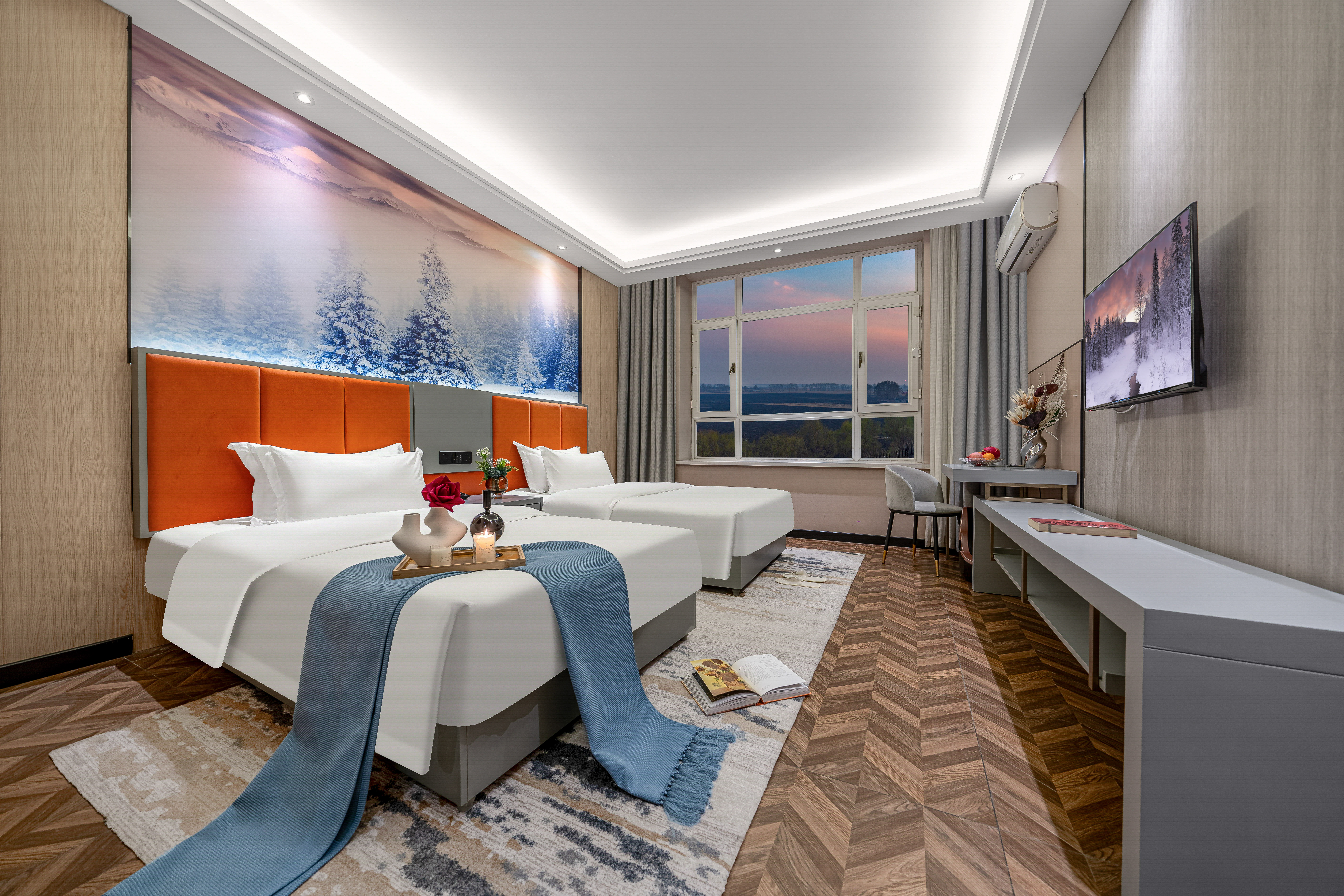 雅致双床房【智能马桶+腿足按摩器+80织抗菌亲肤布草】