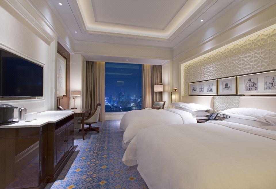 豪華雙床房「全景落地窗-繁華都市城景」