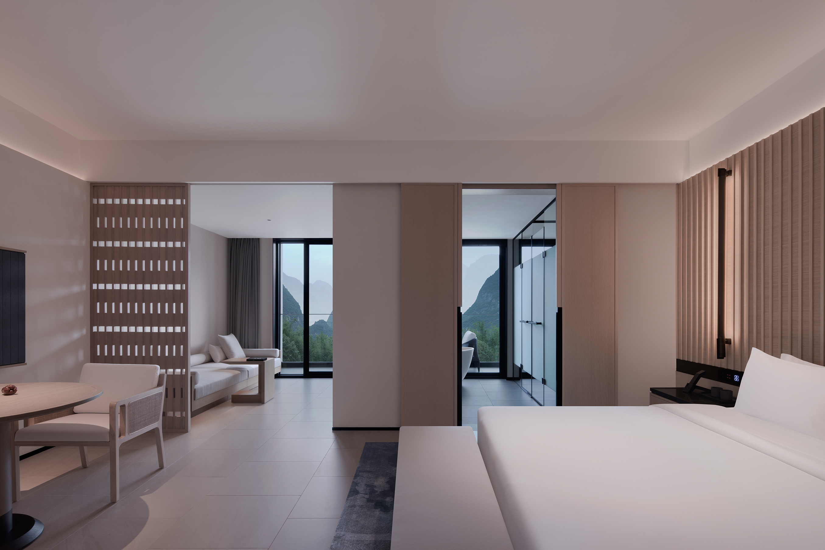 揽月观日阳台大床房-独立观景羣山阳台+梳化床