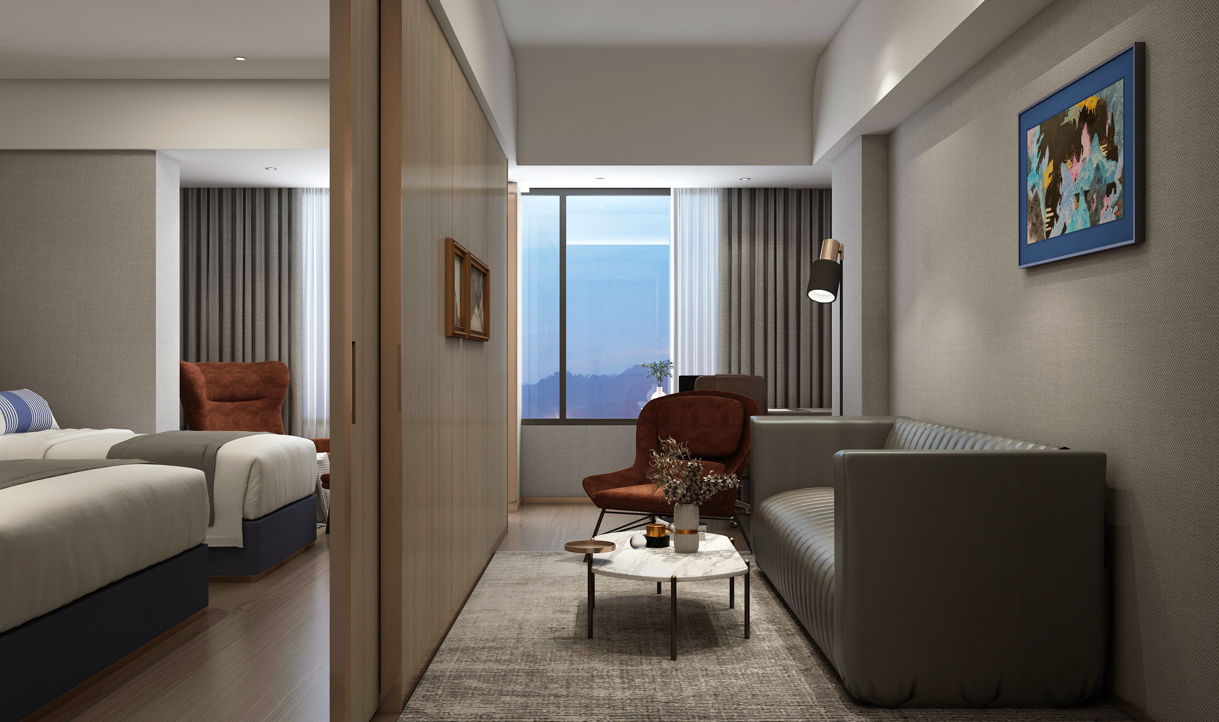 兰锦豪华家庭房（悠享舒适城景+亲肤浴袍+泡泡浴缸）