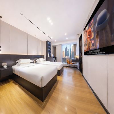 Premium Dream｜普通雙床房「巨幕投影•影院VIP•洗衣機」 翰文國際公寓（廣州珠江新城中山眼科中心店）優惠