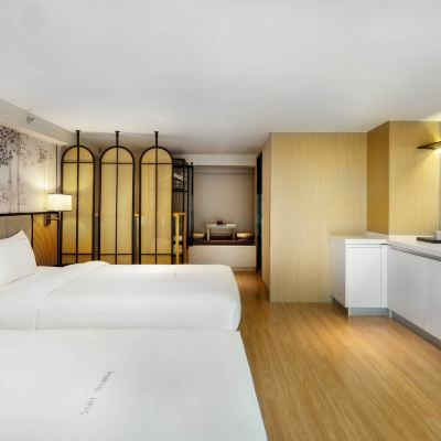 軒-複式雙床房（電視投屛+榻榻米茶室） 廣州靜謐坊 HOUSE HOTEL（天河智慧城店）優惠