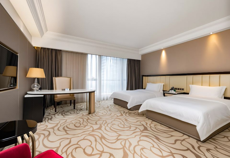 豪華雙床房-高速WIFI-辦公區-深泡浴缸-全景落地窗