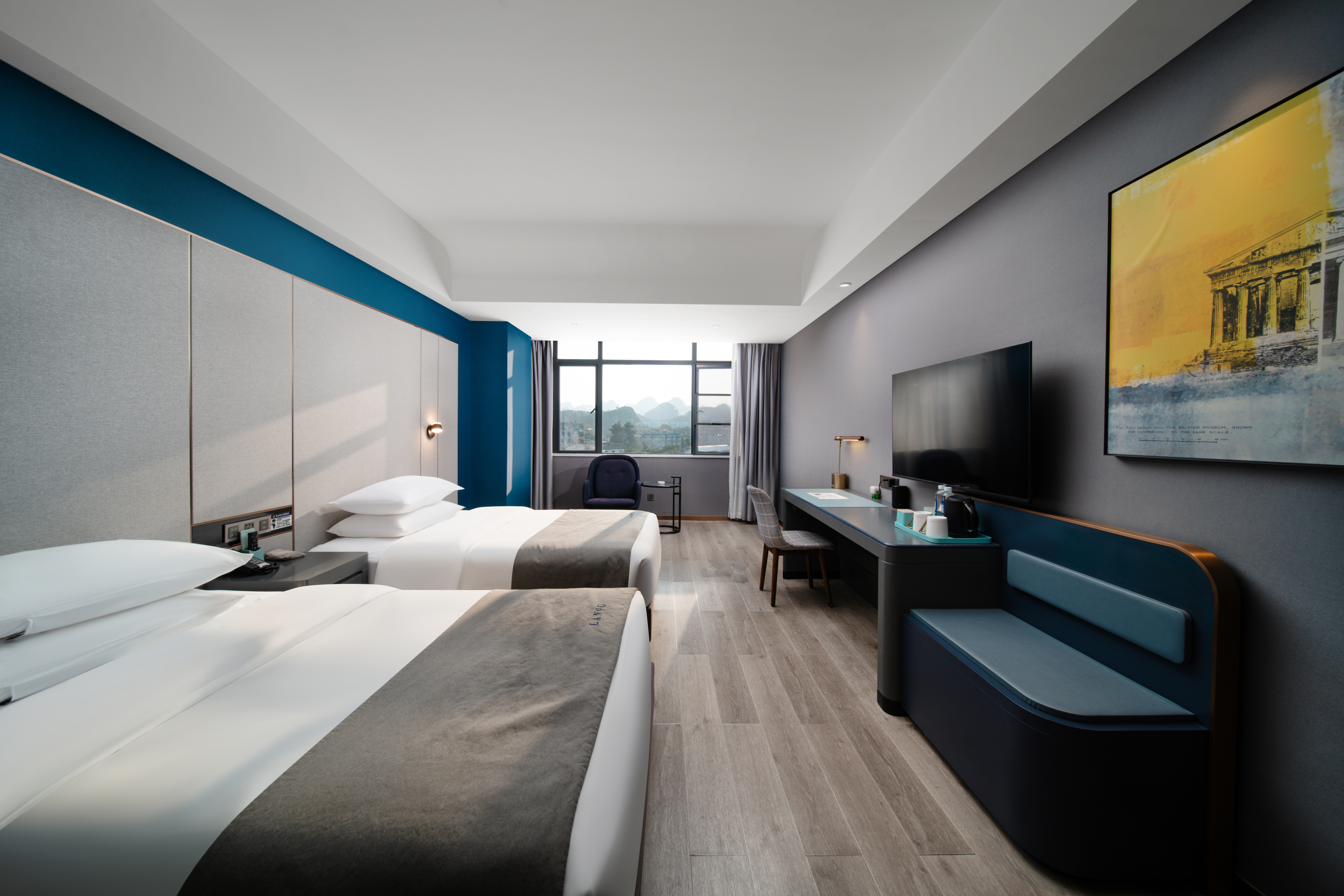 行政智能双床房丨城市夜景+隔音玻璃+品牌床垫