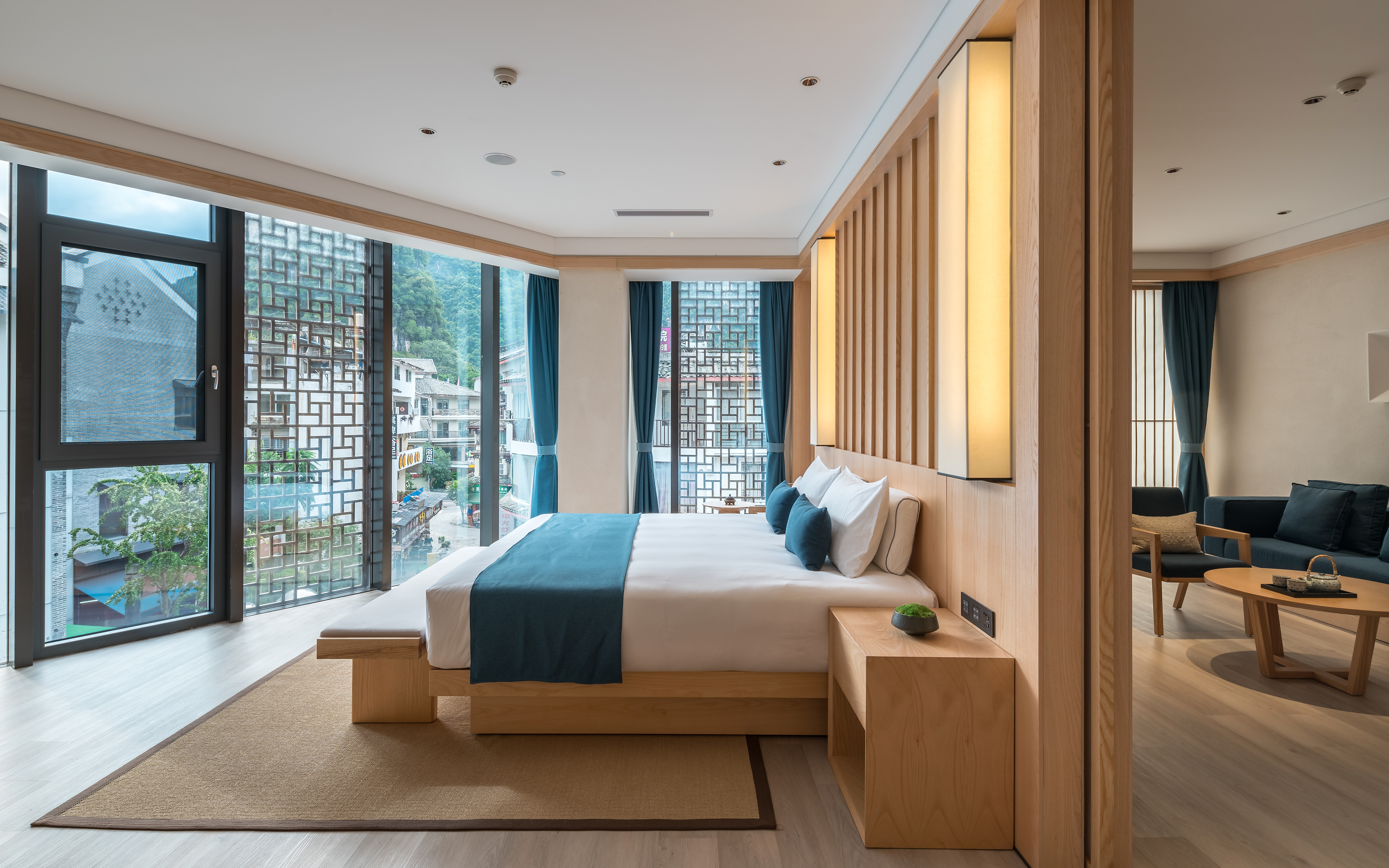 栖雾|景熙山景大床套房一室一厅丨270°落地全景+私人养生汗蒸房+独立会客空间