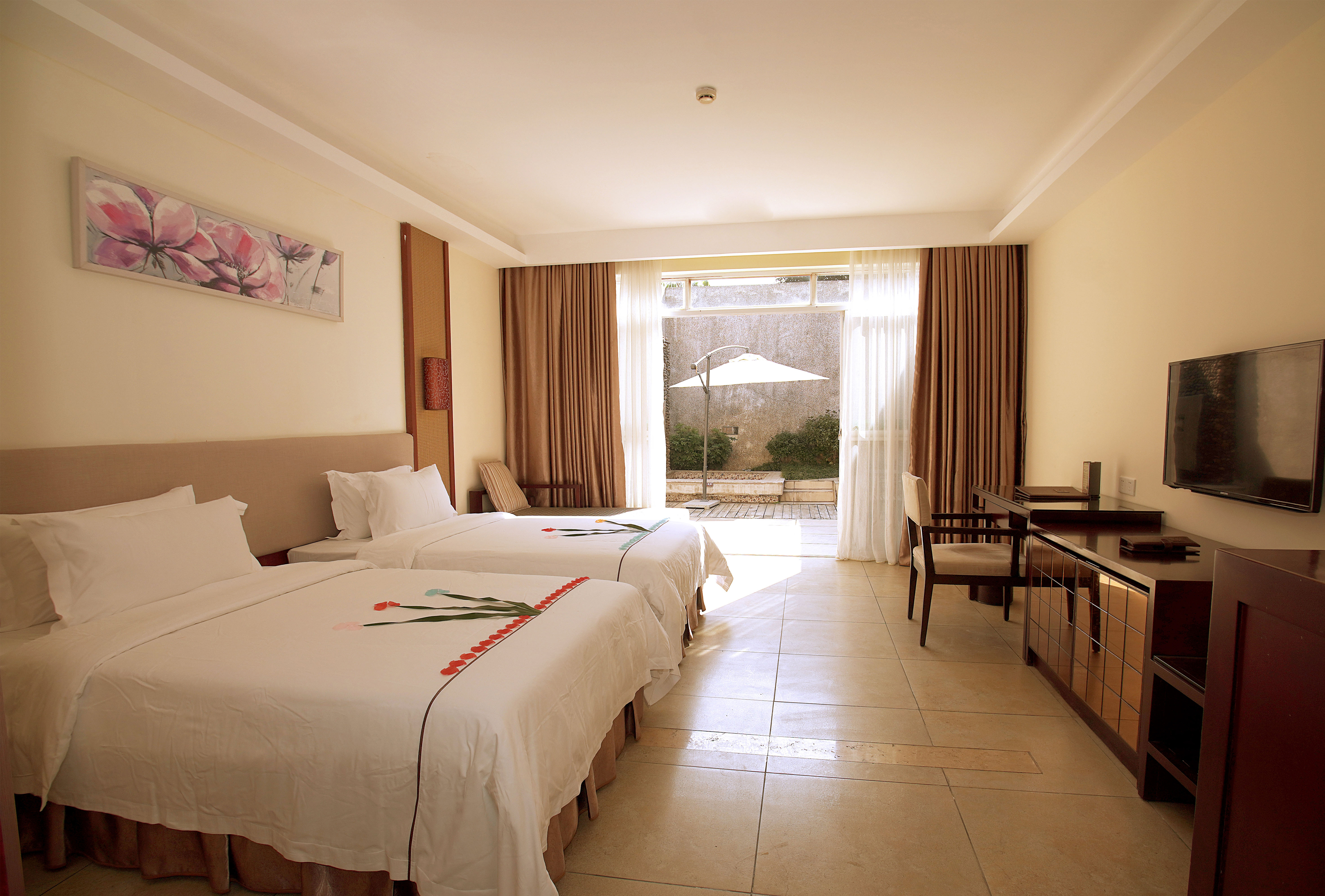 别墅私密双床花园家庭房|独立温泉池