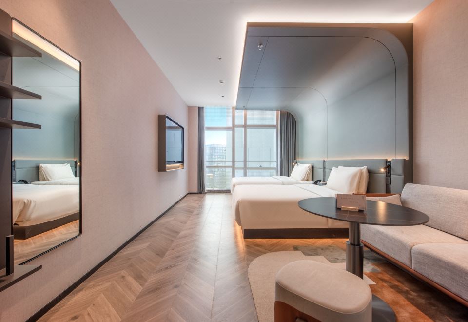 高級雙床房【小冰箱+投屏電視+瑜伽墊】