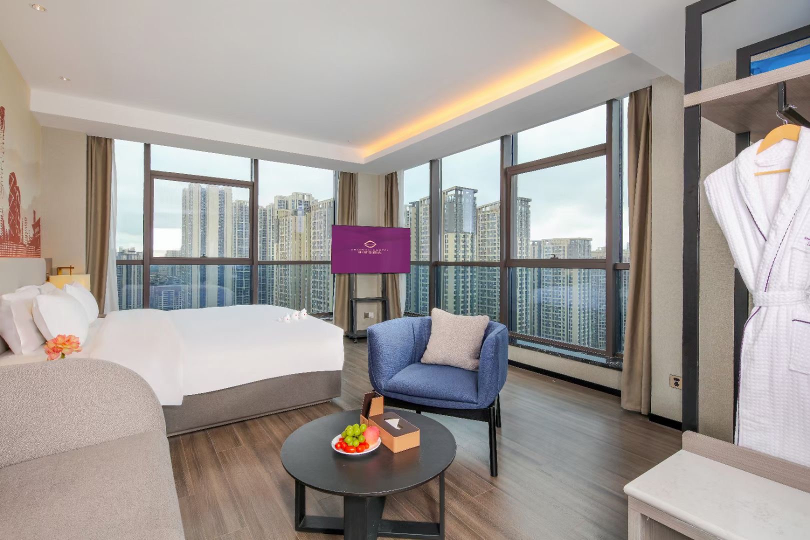 高层零压观景大床房（180度高空景观+梦百合零压床垫+全自动洗衣机）