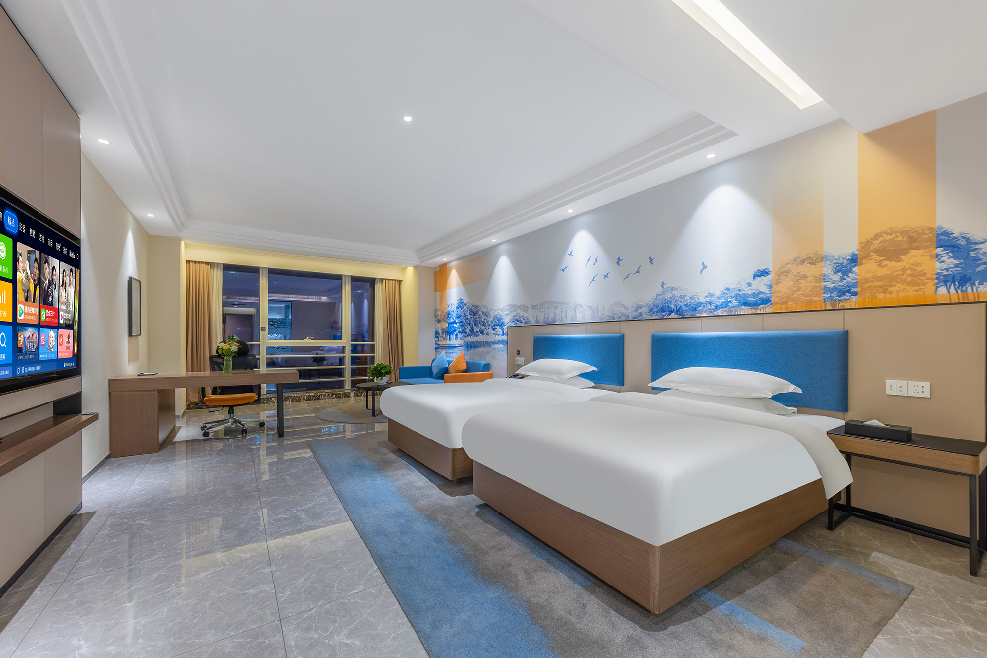 等云·观澜高级双床房[4层隔音+地标景观+零压床垫]