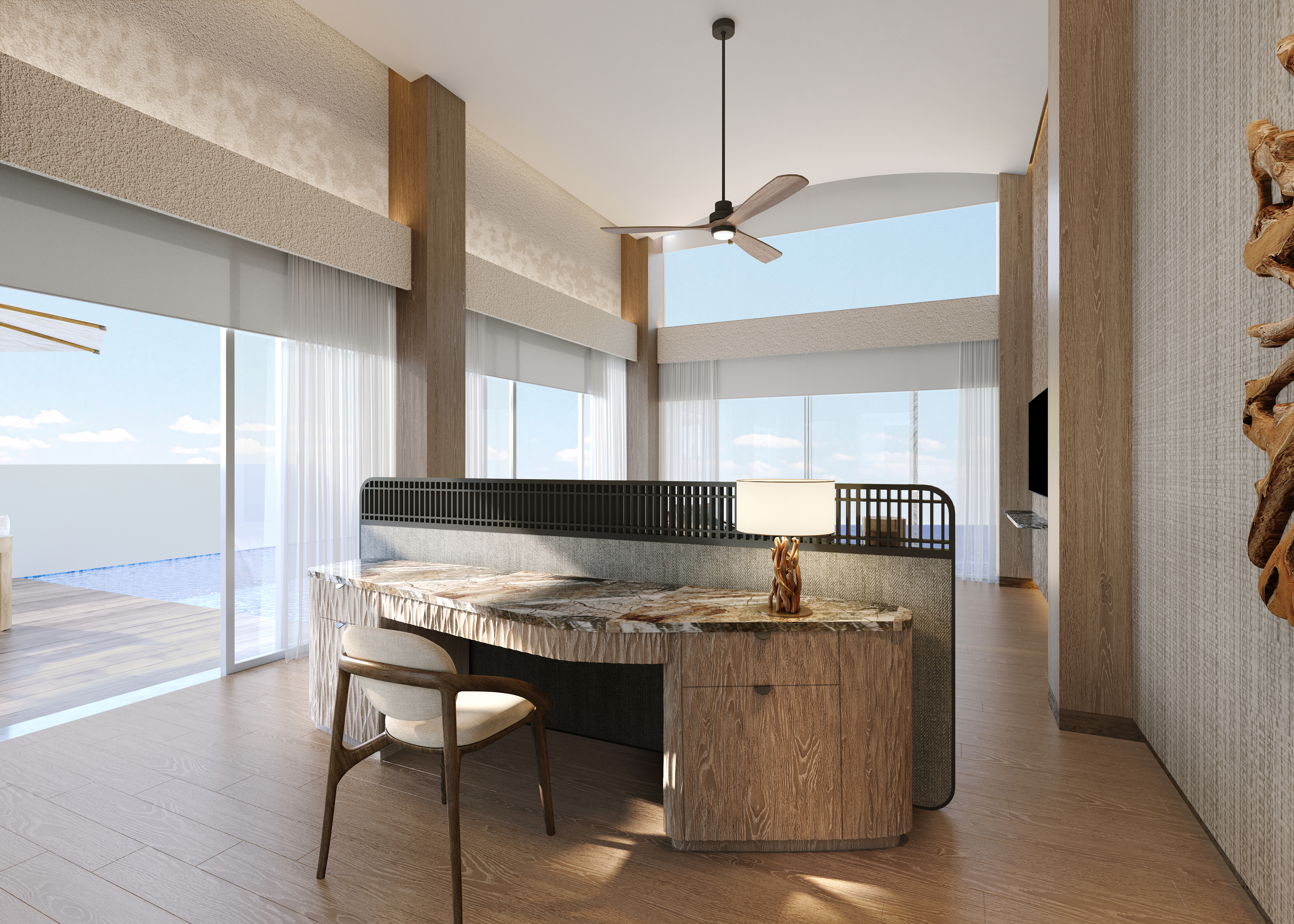 海景別墅，一臥室別墅，特大床，部分海景