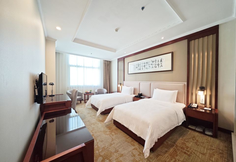 高级城景双床房 『高层俯瞰城景?静谧休闲办公』