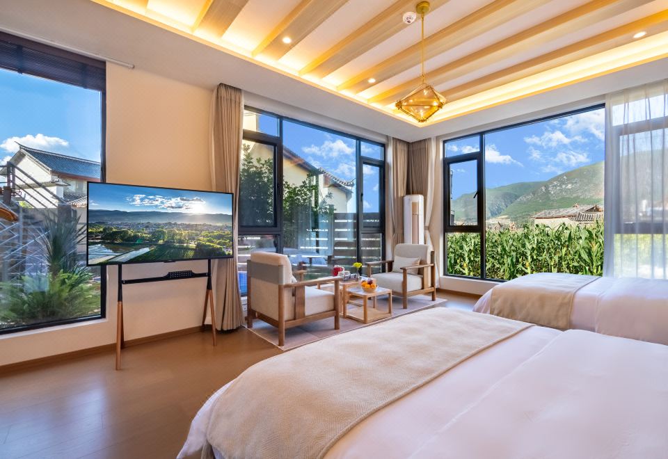 归来田园落地大窗观景套房（慕思床垫+九牧智能马桶+美的落地空调+蓝牙音响+加湿器）