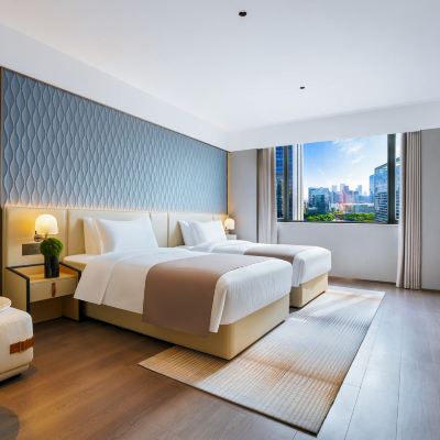 蘭沁城景豪華雙床房（陽光城景+智能客控+喜臨門床墊） 廣州北京路天字碼頭蘭歐國際飯店優惠