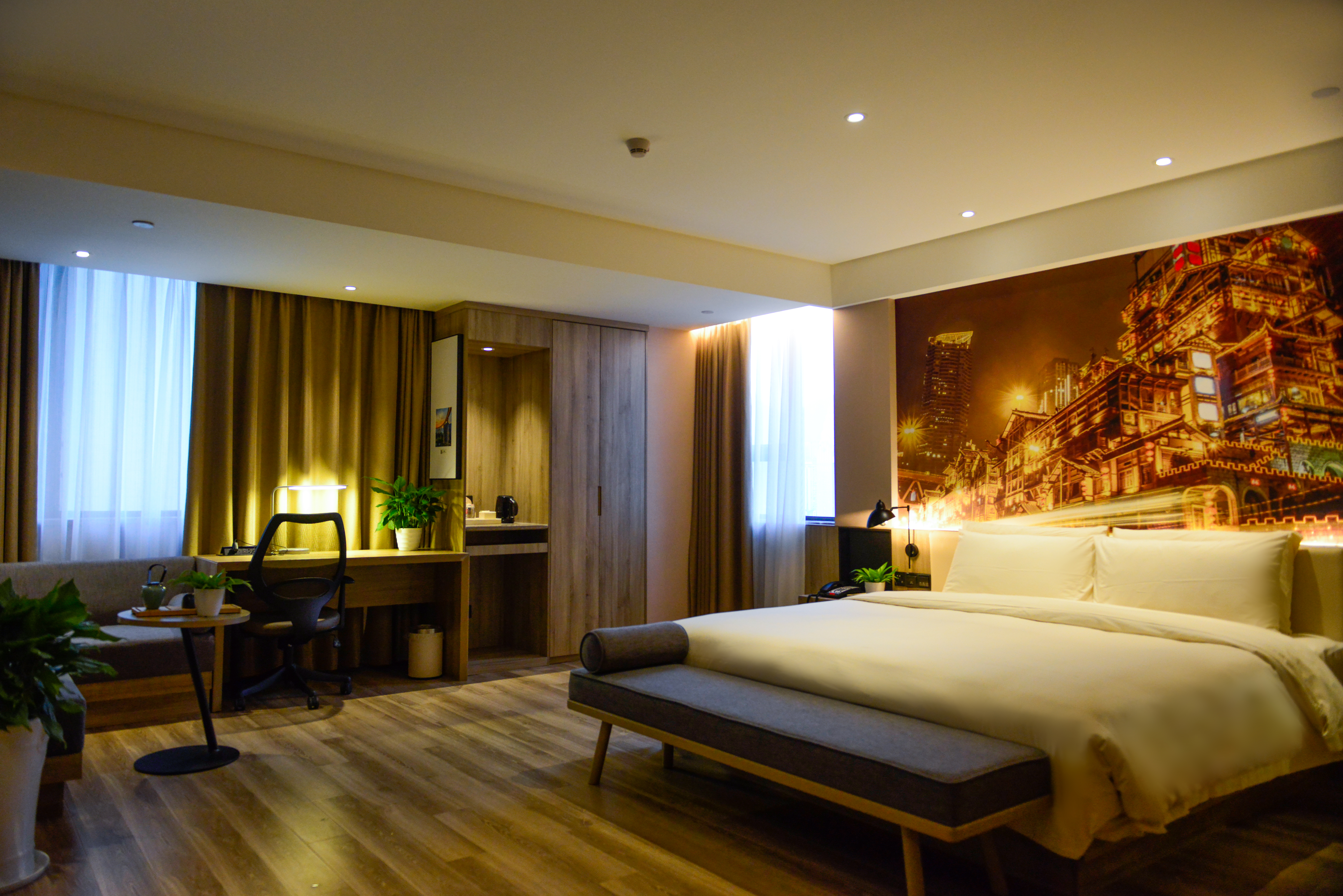 几木城景大床房（深睡PRO枕+LaiFen吹风+小冰箱+浴袍）