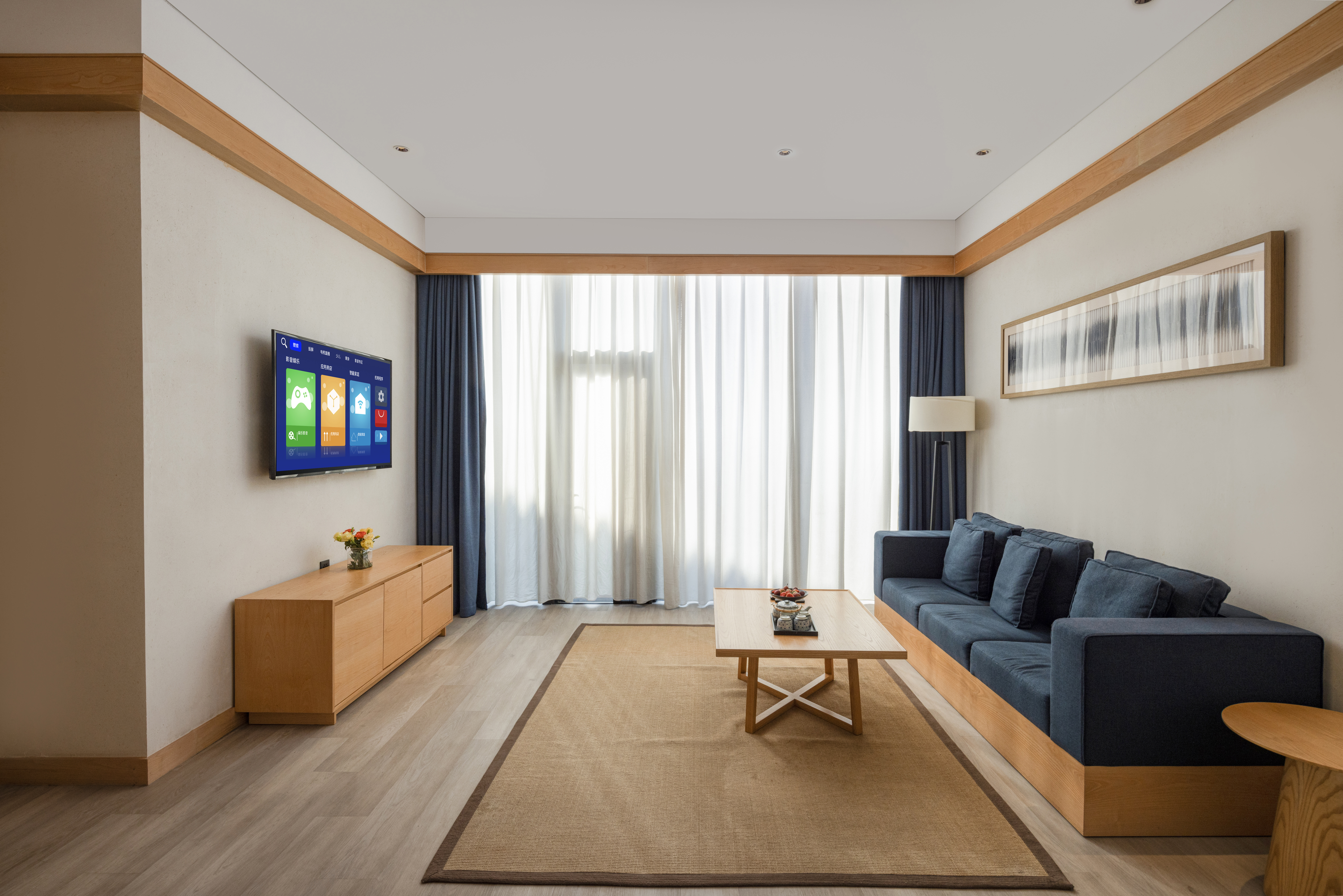 栖云·景溪山景大床套房一室一厅丨270°落地全景