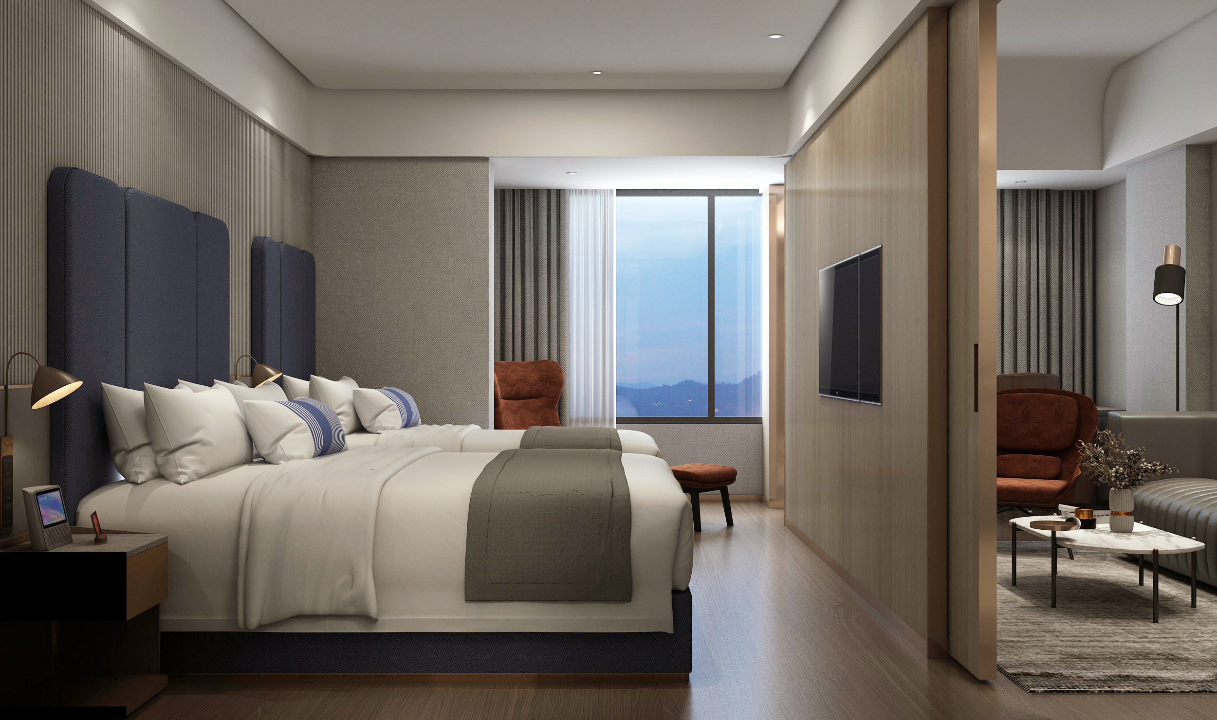 兰锦豪华家庭房（悠享舒适城景+亲肤浴袍+泡泡浴缸）