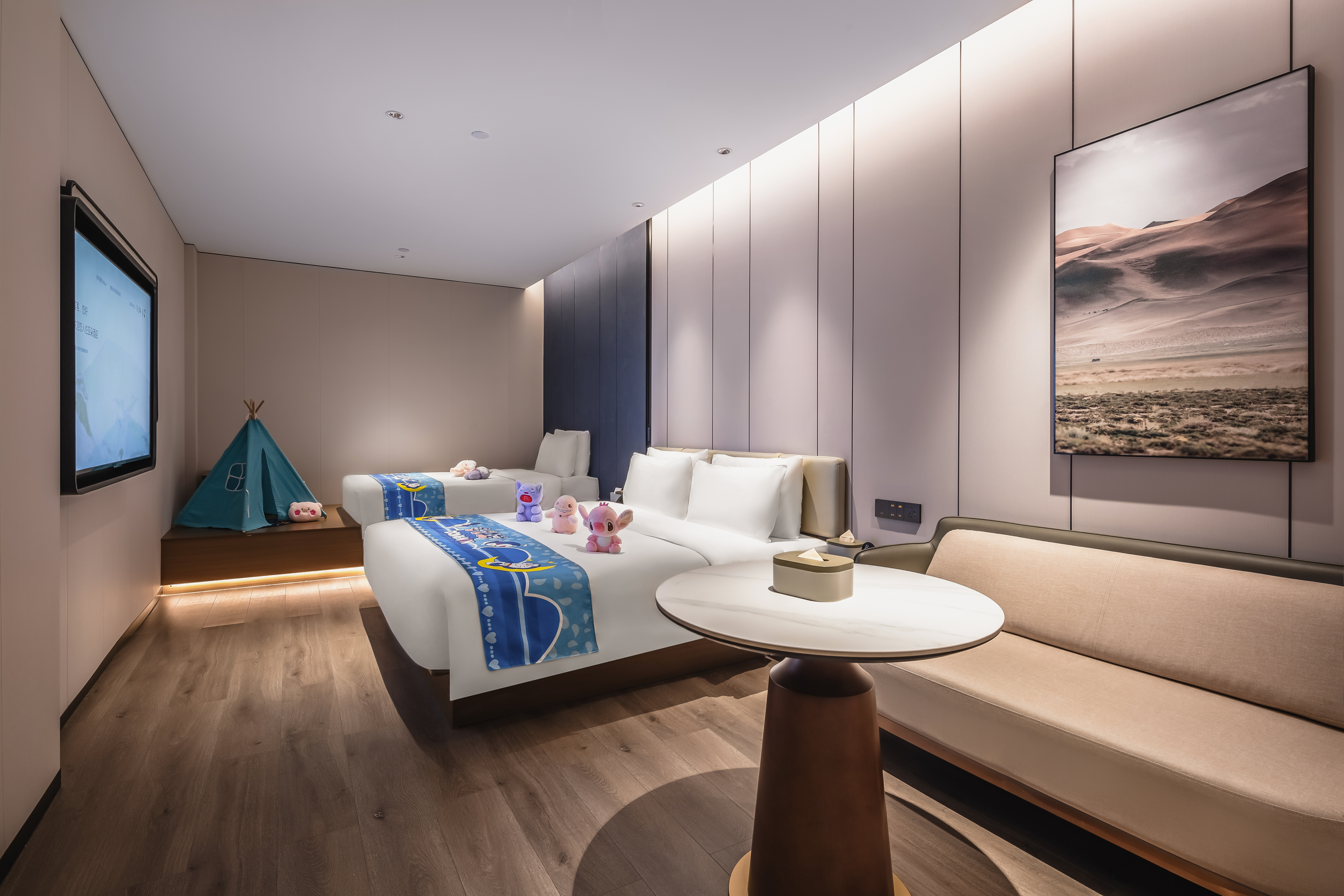 几木亲子双床房（深睡枕+投屏电视+小童区+迷你冰箱）