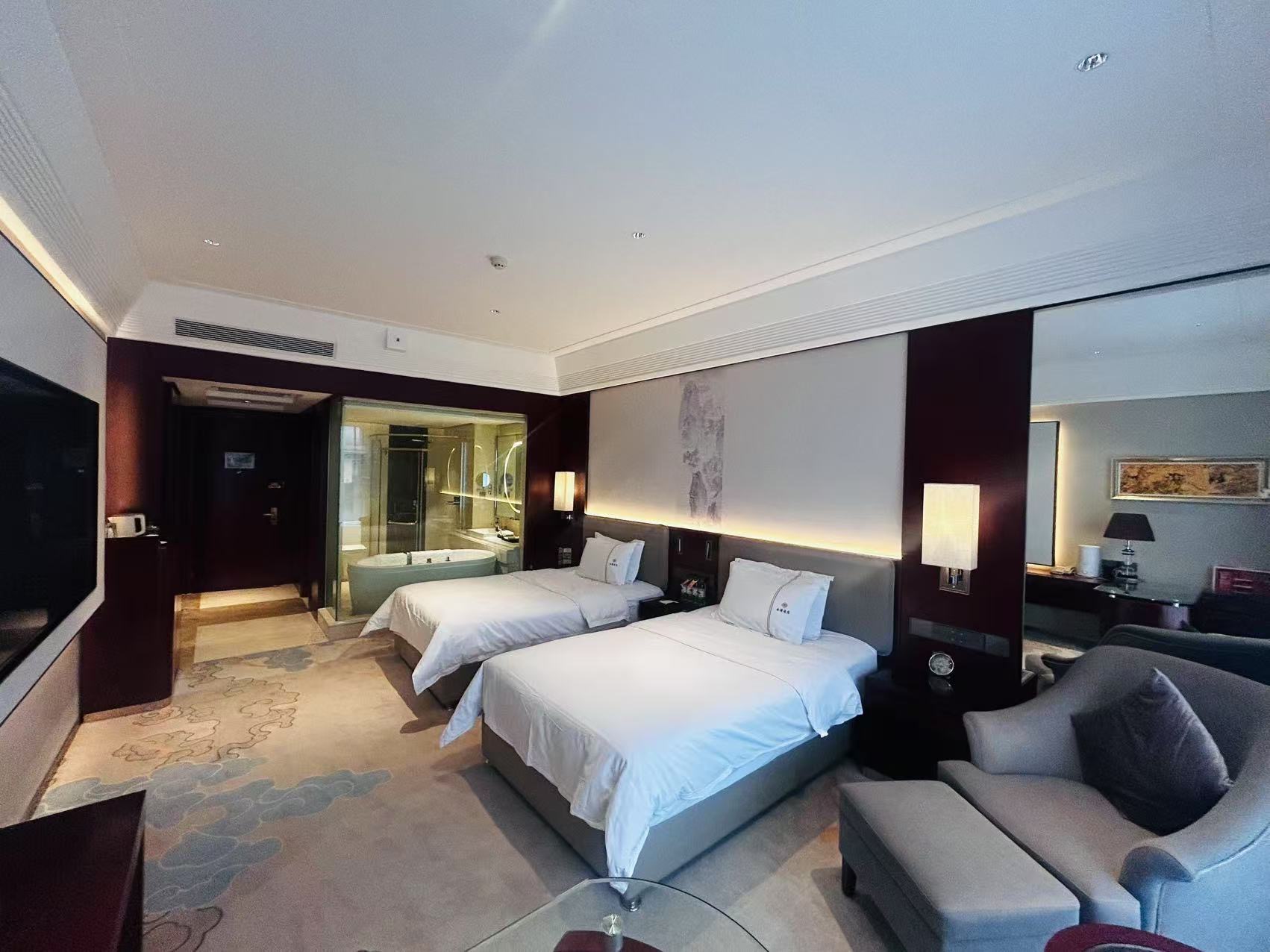 豪华双床房（智能客控+迷你小冰箱+落地窗+舒适浴缸）
