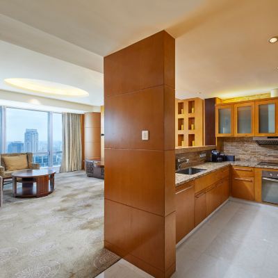 凌空城市天際線270°湖景日出超大套房·廚房起居室 南京金茂威斯汀大飯店優惠