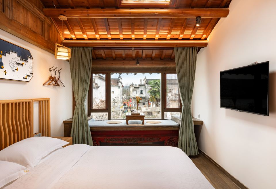 壹号院·思成唐风茶台·大玻璃窗观景大床房