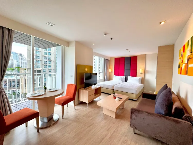 ห้องสตูดิโอเตียงคู่พร้อมระเบียง