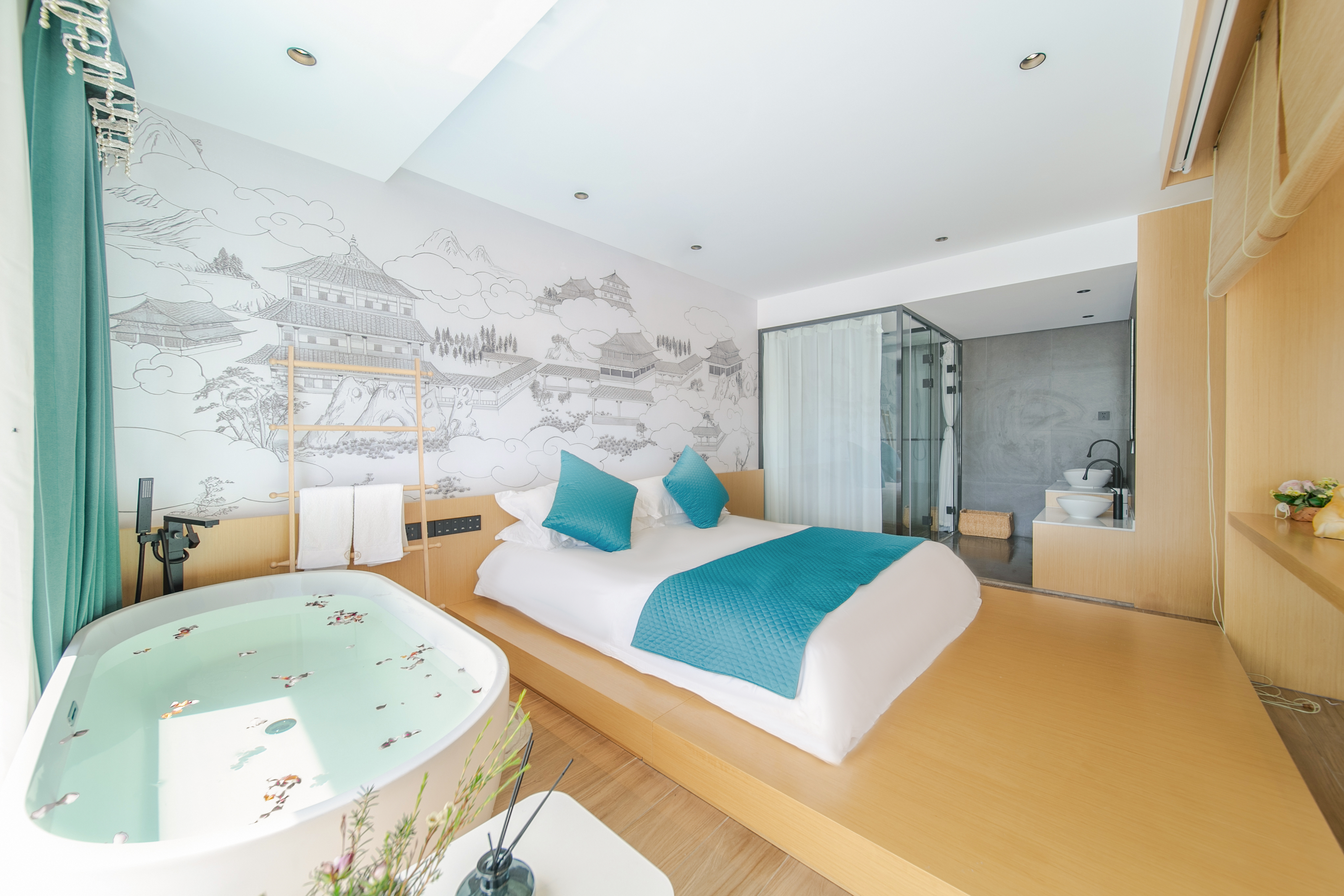 Shengsi qing yu jing house香橙鱼·海景投影浴缸套房