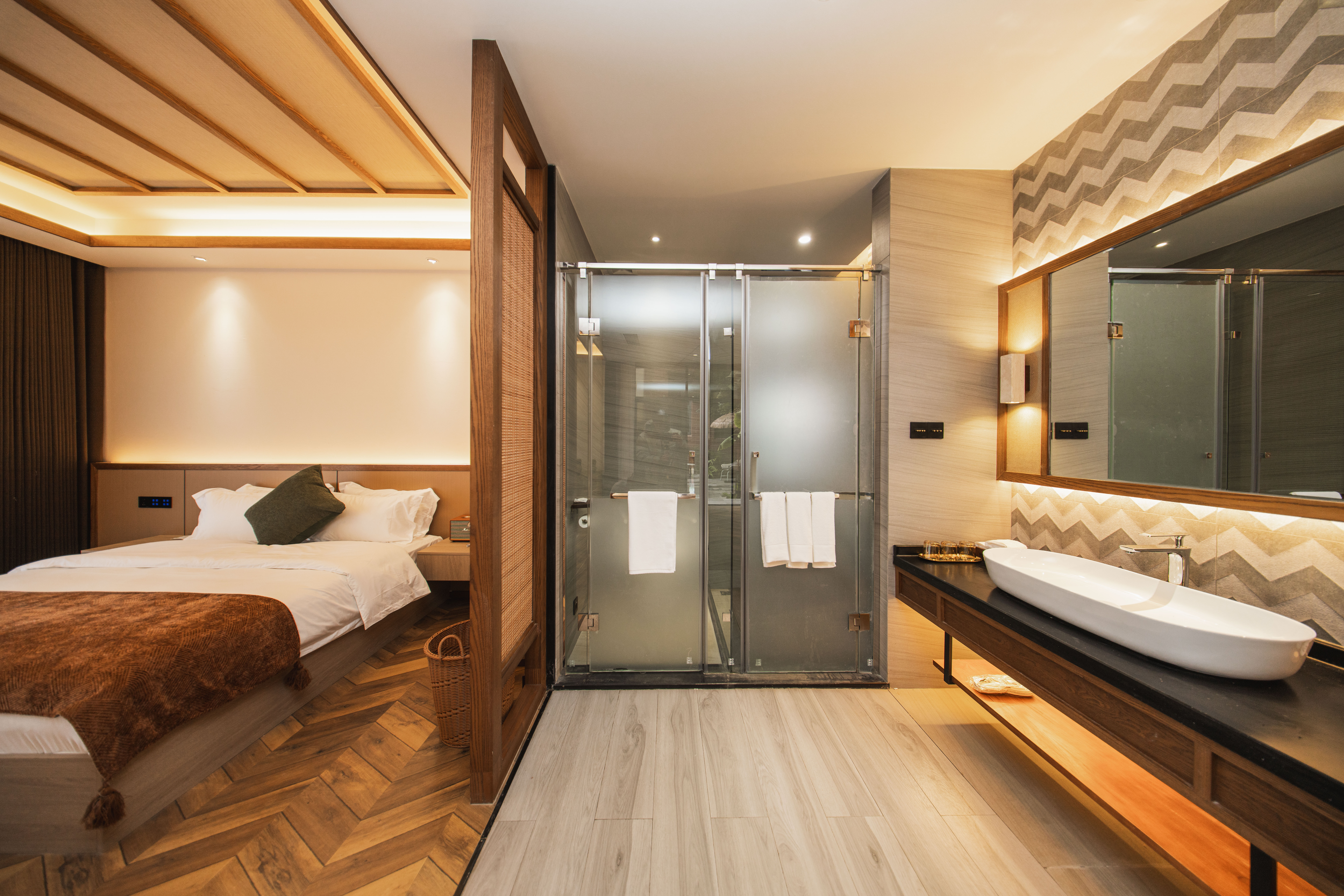 栖庭·趣野私汤双床房「庭院私汤+大落地窗+无限放水」