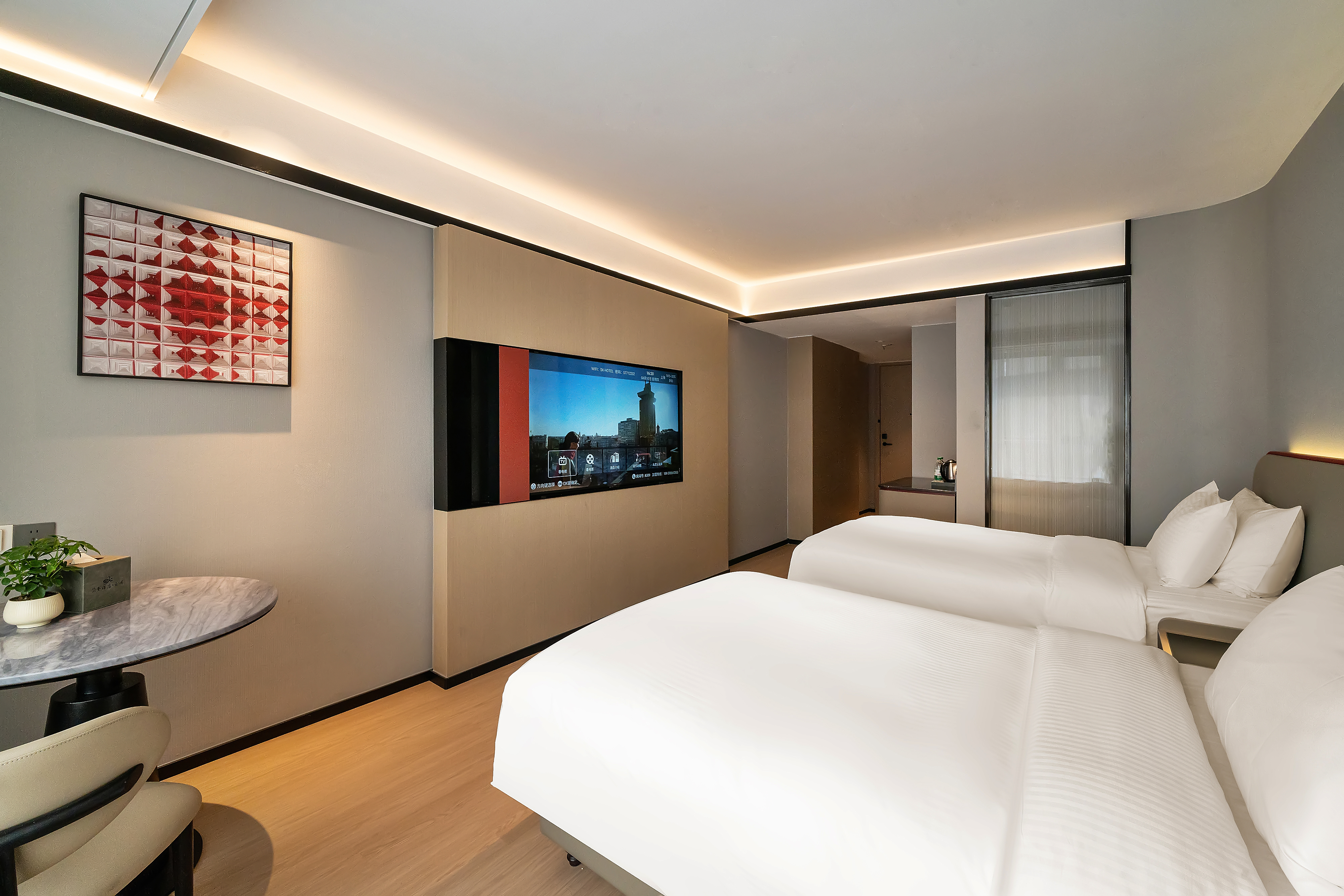 SKJIANSHEHOTELYUNLAN简享高级双床房（智能语音客控+65寸高清电视）