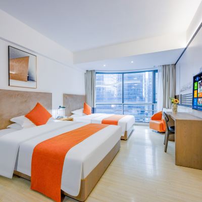 高級雙床房（城市景觀•親子床型•隨心投屏觀影電視） 廣州天美酒店公寓（廣州太古滙石牌橋地鐵站店）優惠