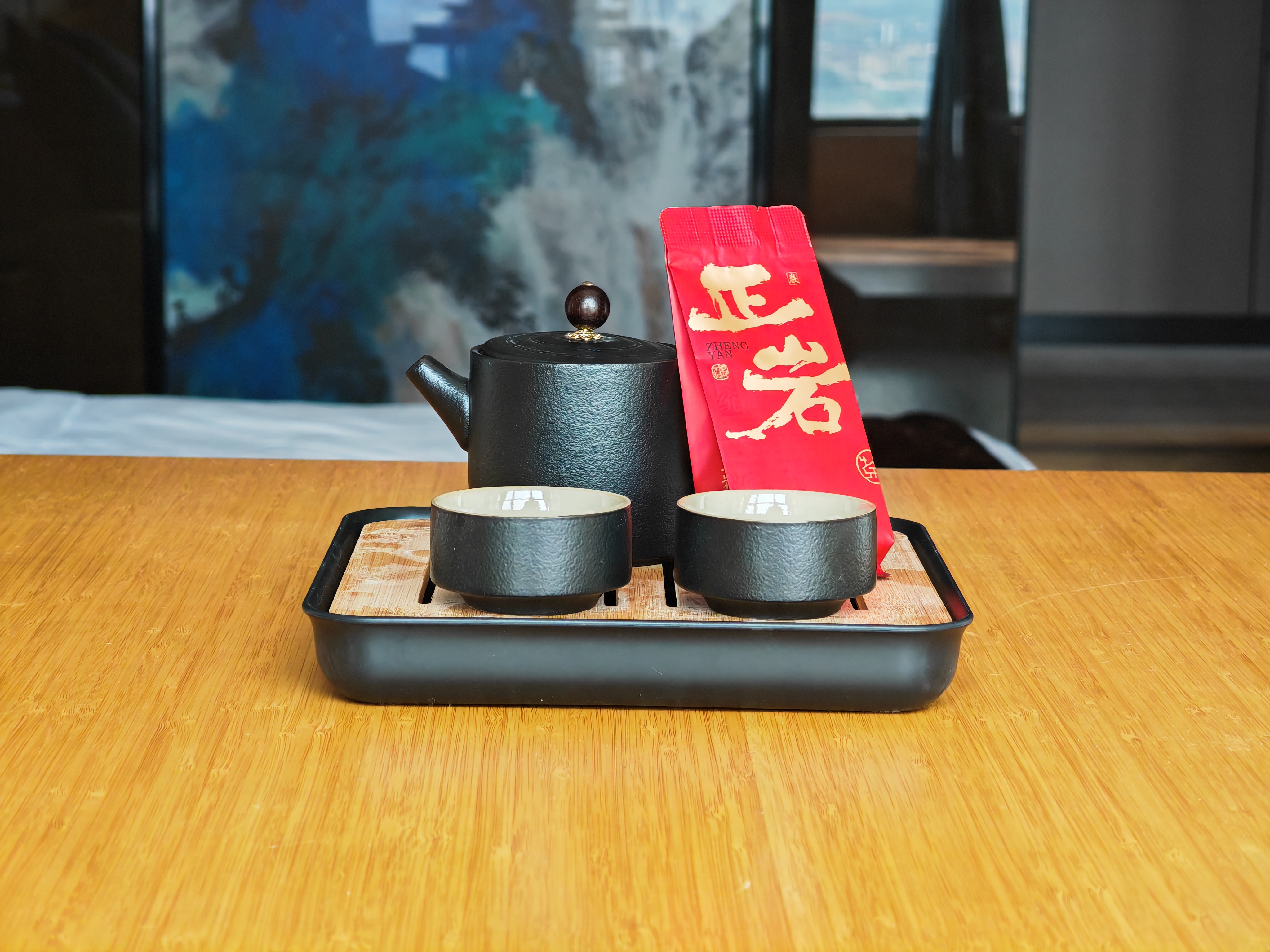 雅致大床房（高空落地城景+功夫泡茶）