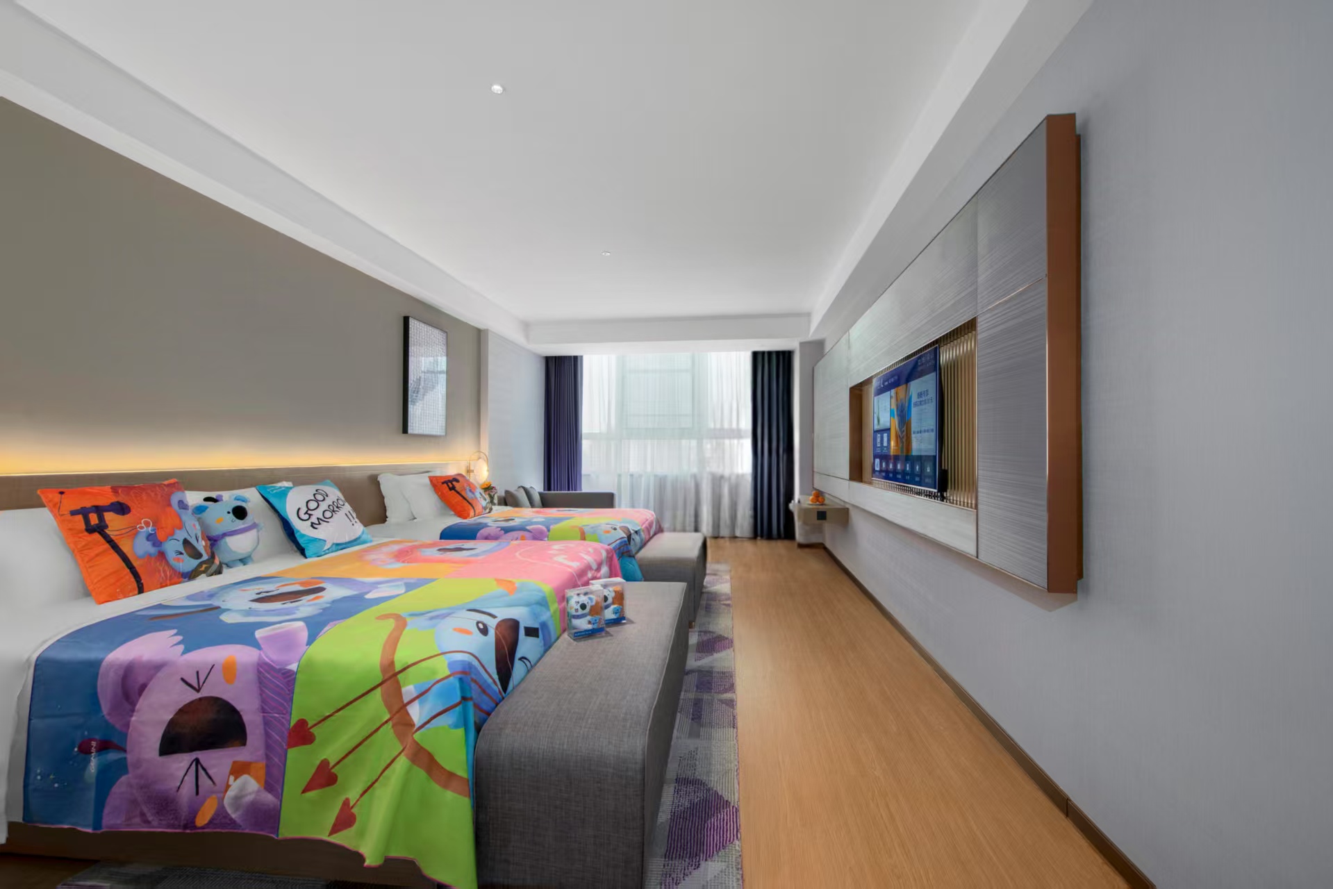 Lavande Hotel (Tianjin Zhongxin Ecological City Jijing Tiandi Branch)亲子家庭房（慕思品牌床垫+电视投屏+城市街景+冰箱）