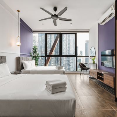 家庭城景四人房（大床，禁菸） 斯嘉麗 KLCC 公寓優惠
