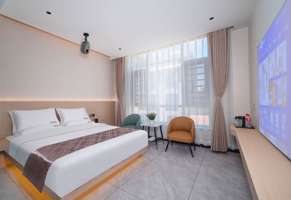 Wonderful Double Bed Room With Smart Projector