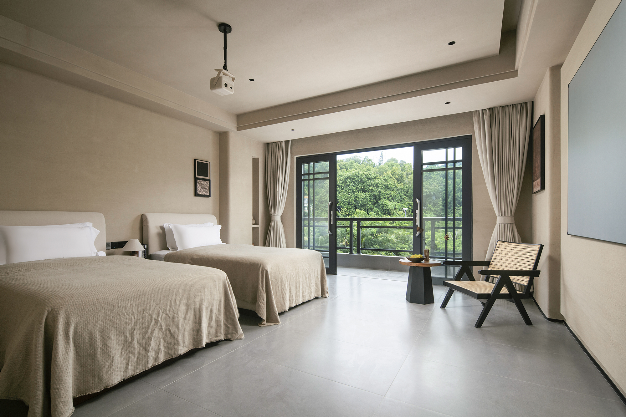 璞悦｜山景影院雙床房（城市山景-巨幕投影-影視會員-全屋智控-零壓床墊）