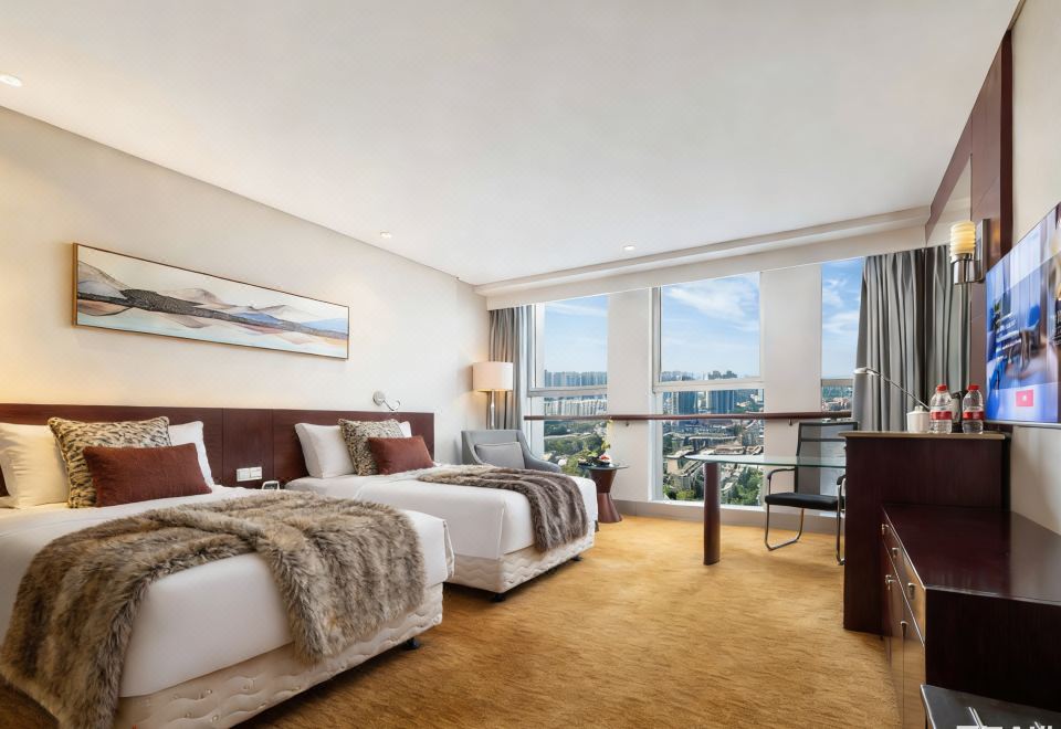 城景雙床房（迷你冰箱+洗烘一體機+43寸無線投屏）