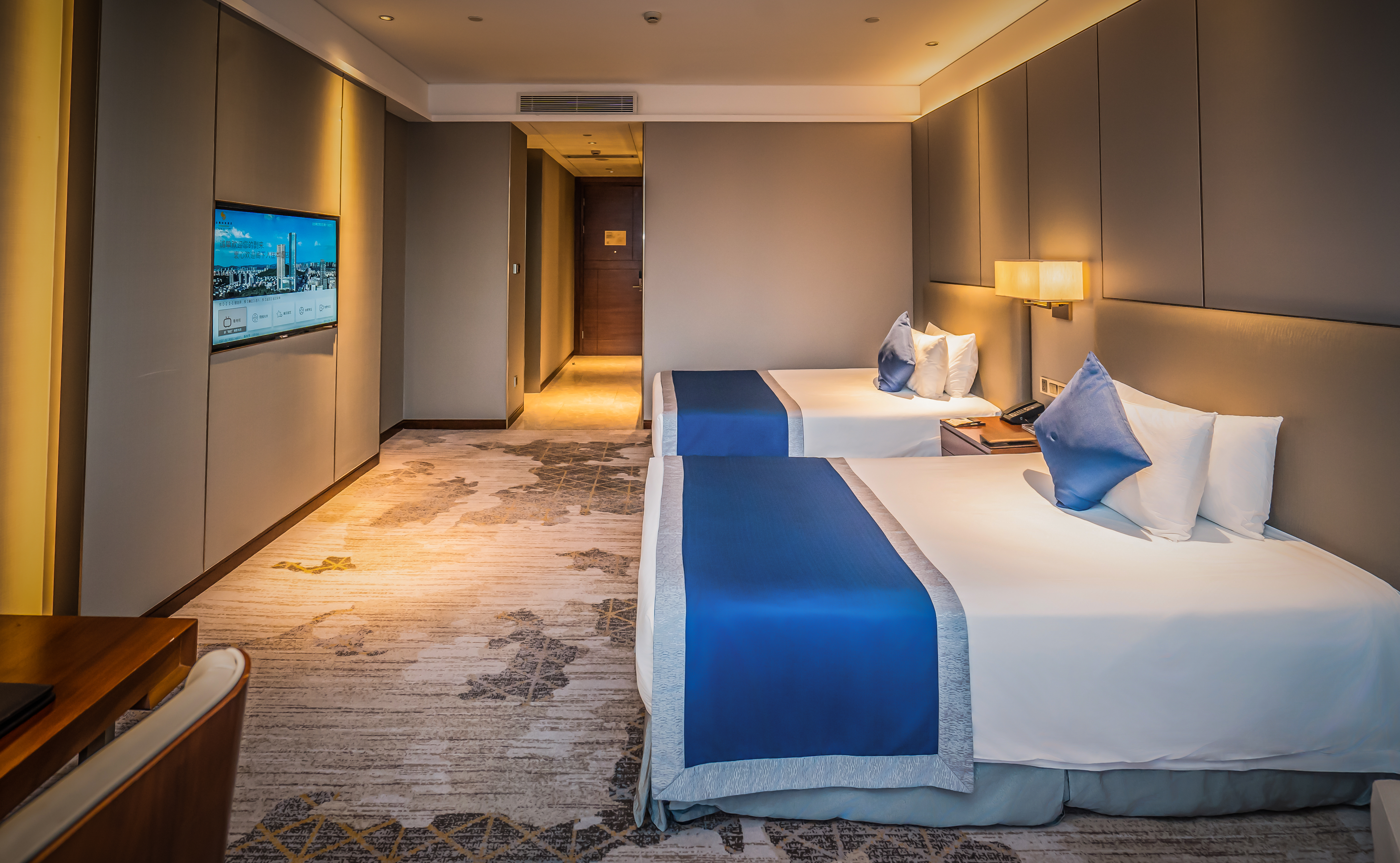 Golden Eagle Summit Hotel Maanshan全景双床房（落地窗俯瞰城市景观+斯林百兰床垫）