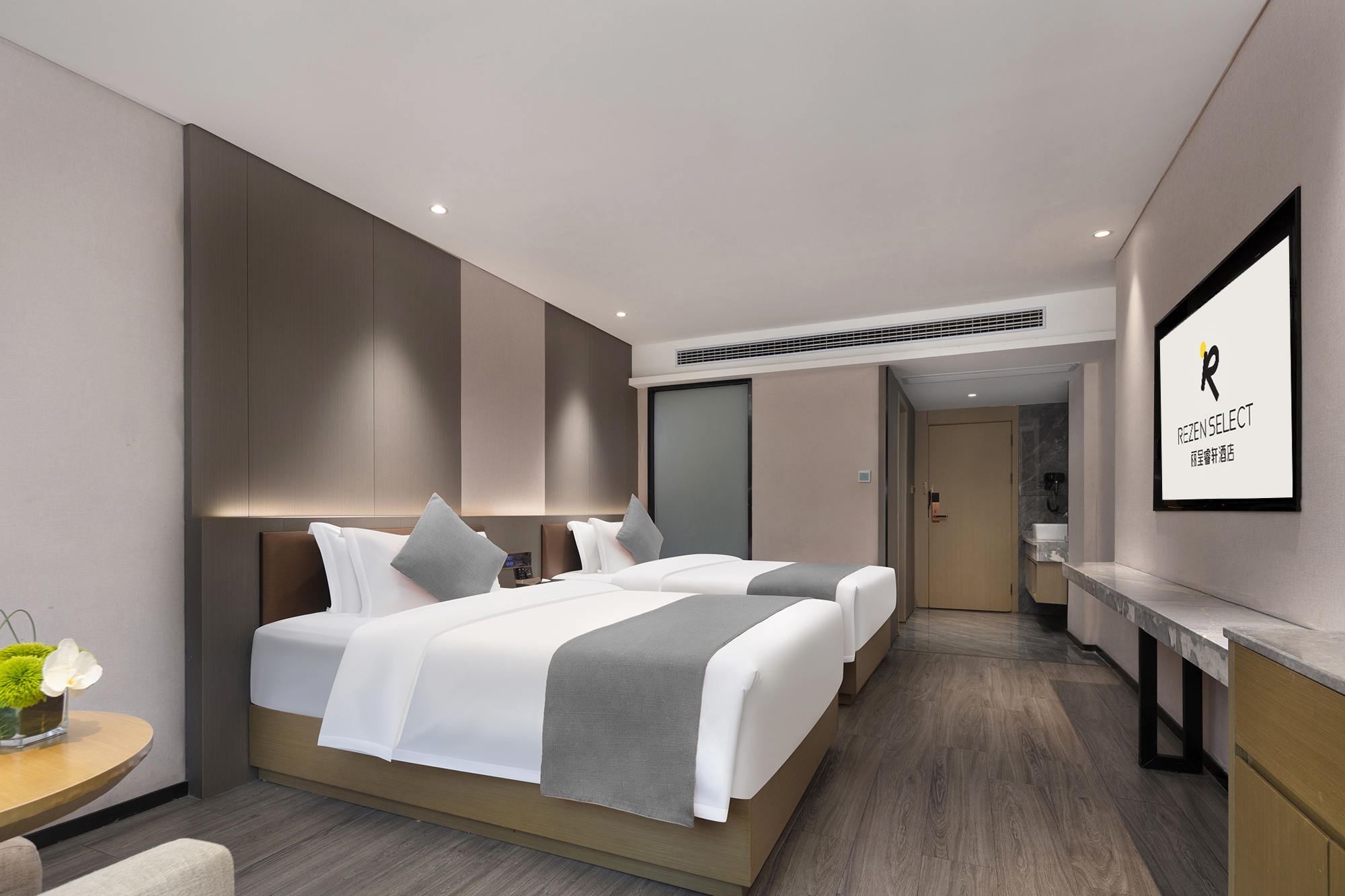 『簡雅』簡約雙床房（慕思床墊+補光化粧鏡+新風空調）