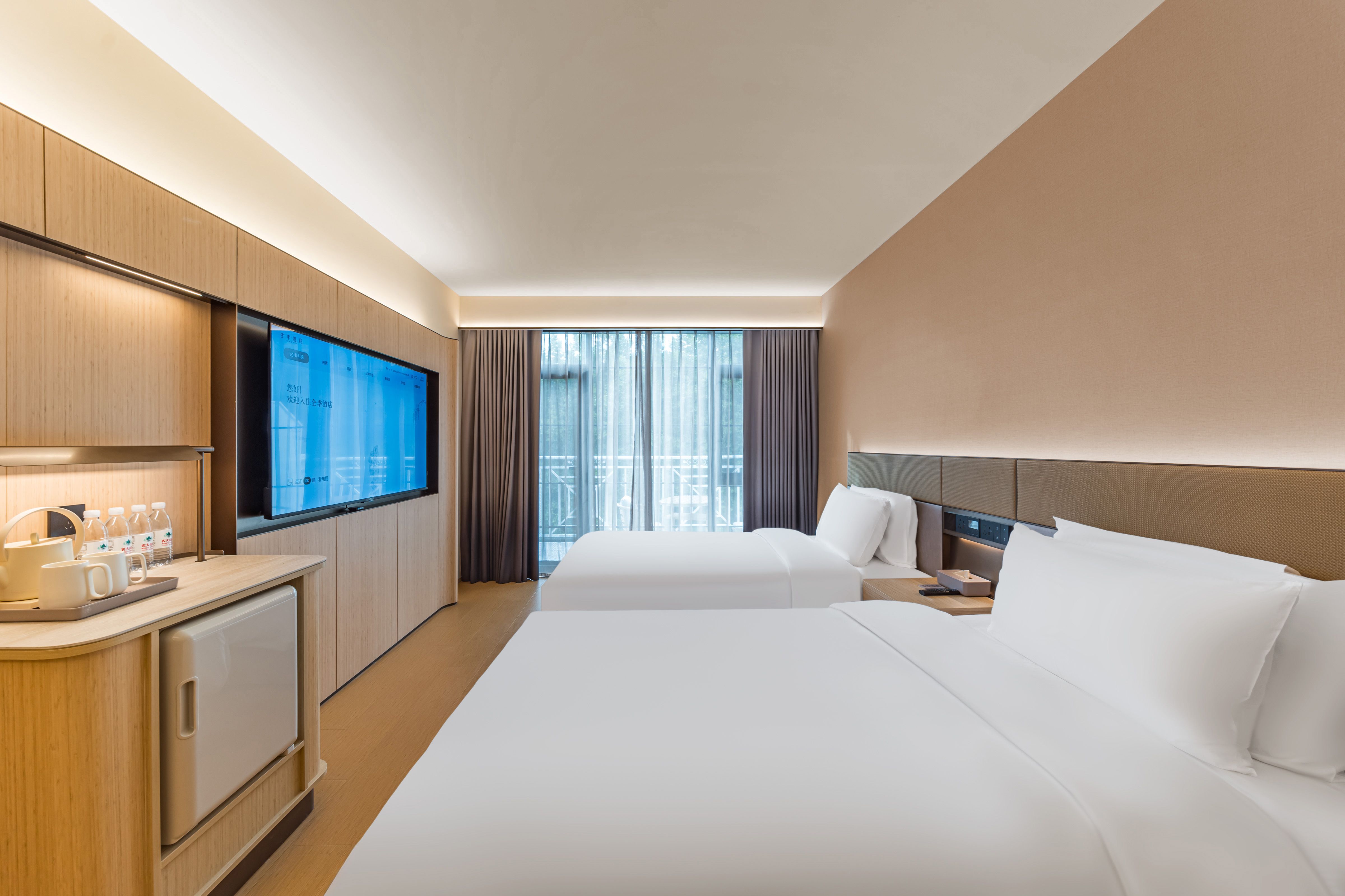 露台湖景双床房（如琴湖景+地暖+M3记忆枕）