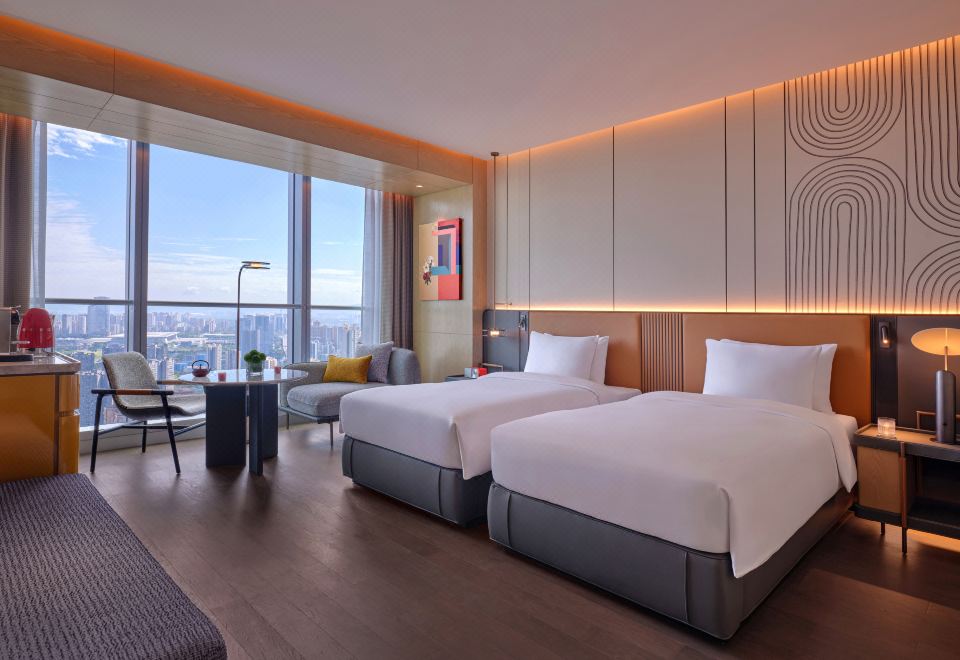 2 Twin Beds,City View