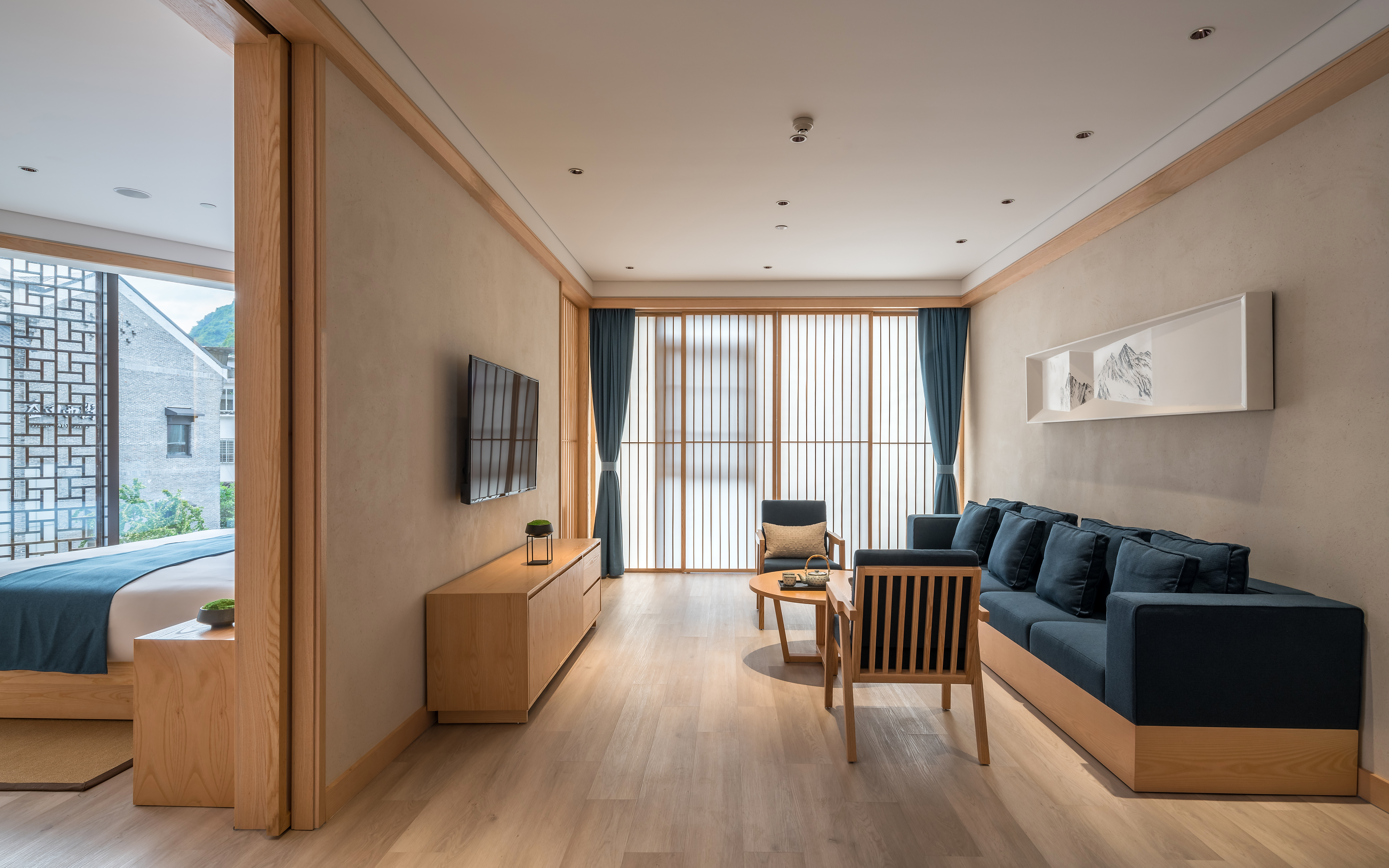 栖雾|景熙山景大床套房一室一厅丨270°落地全景+私人养生汗蒸房+独立会客空间